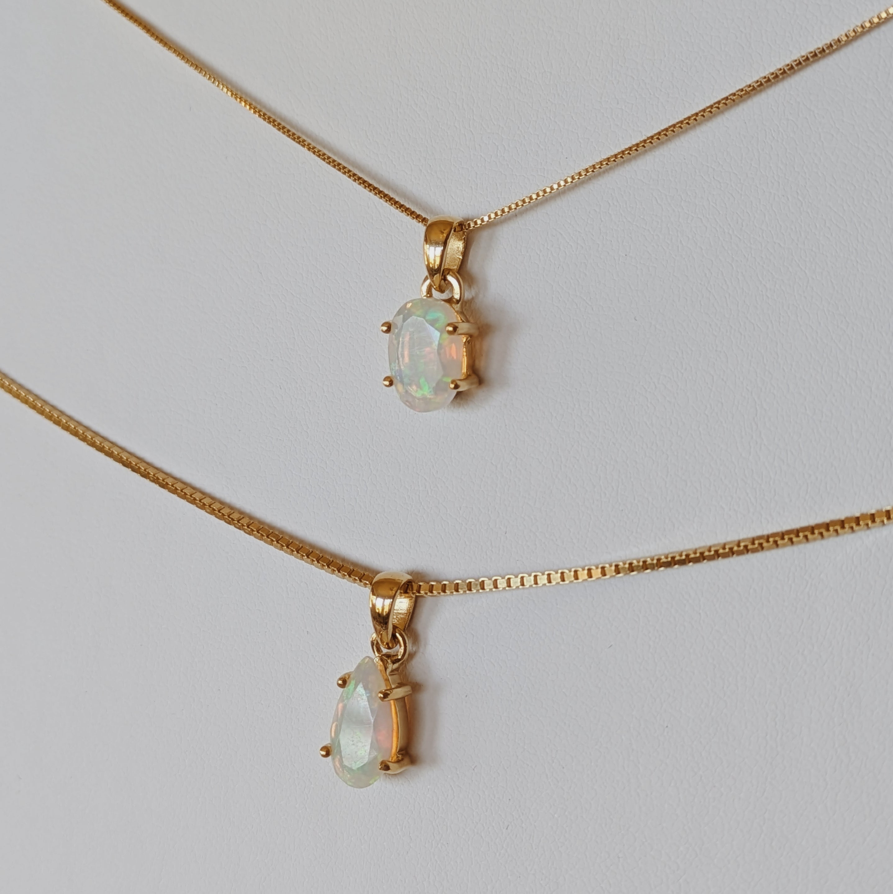 Faceted Ethiopian Opal Pendants | Gold Wild Alabaster