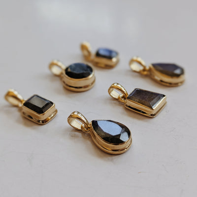 Faceted Labradorite Pendants | Gold Wild Alabaster
