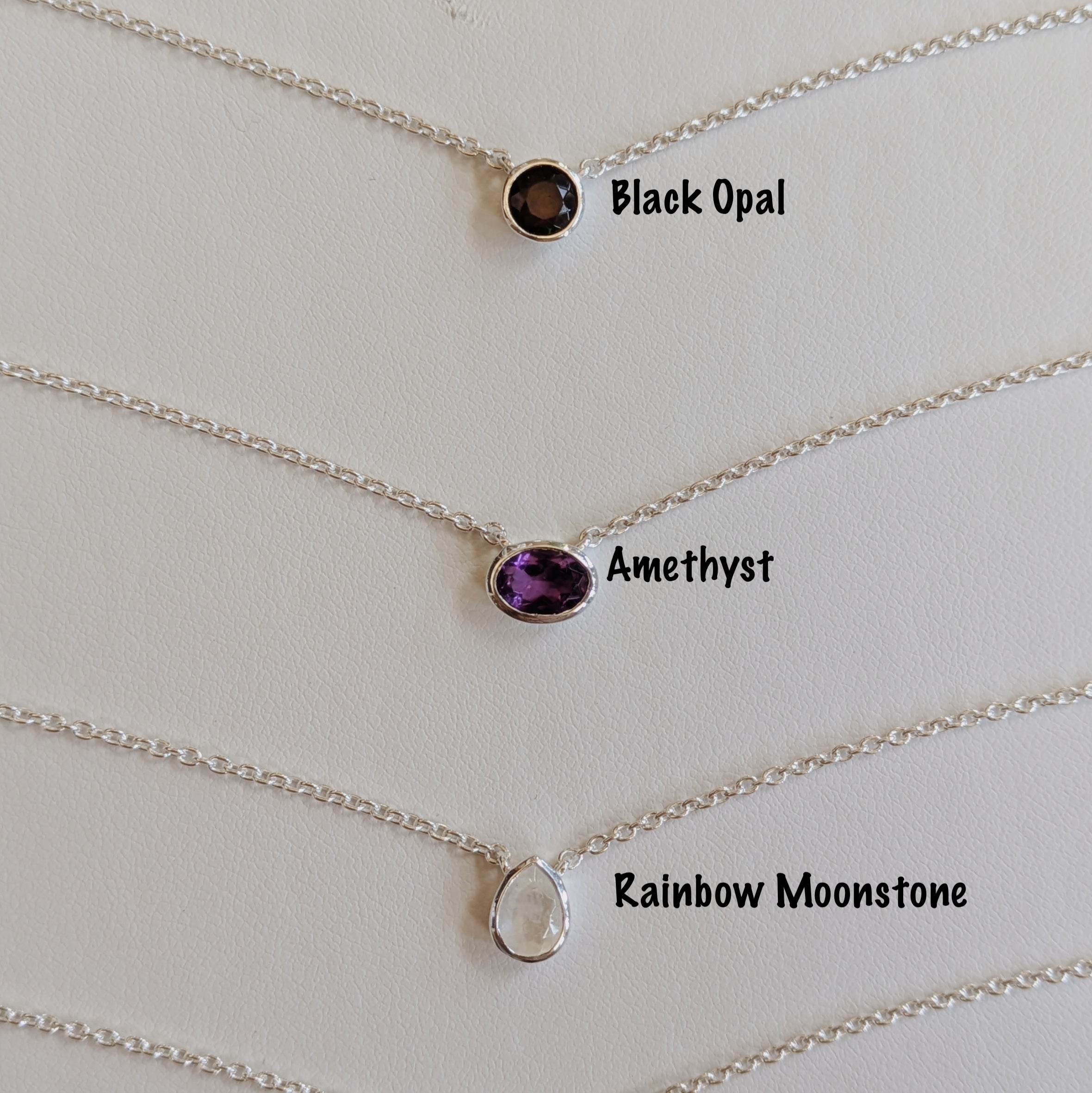 Dainty Faceted Gemstone Pendant Necklaces | Sterling Silver Wild Alabaster
