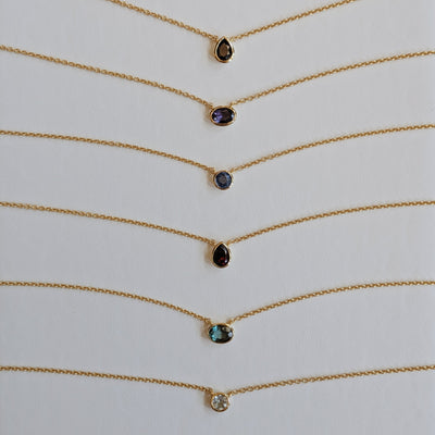 Dainty Faceted Gemstone Pendant Necklaces | Gold Wild Alabaster