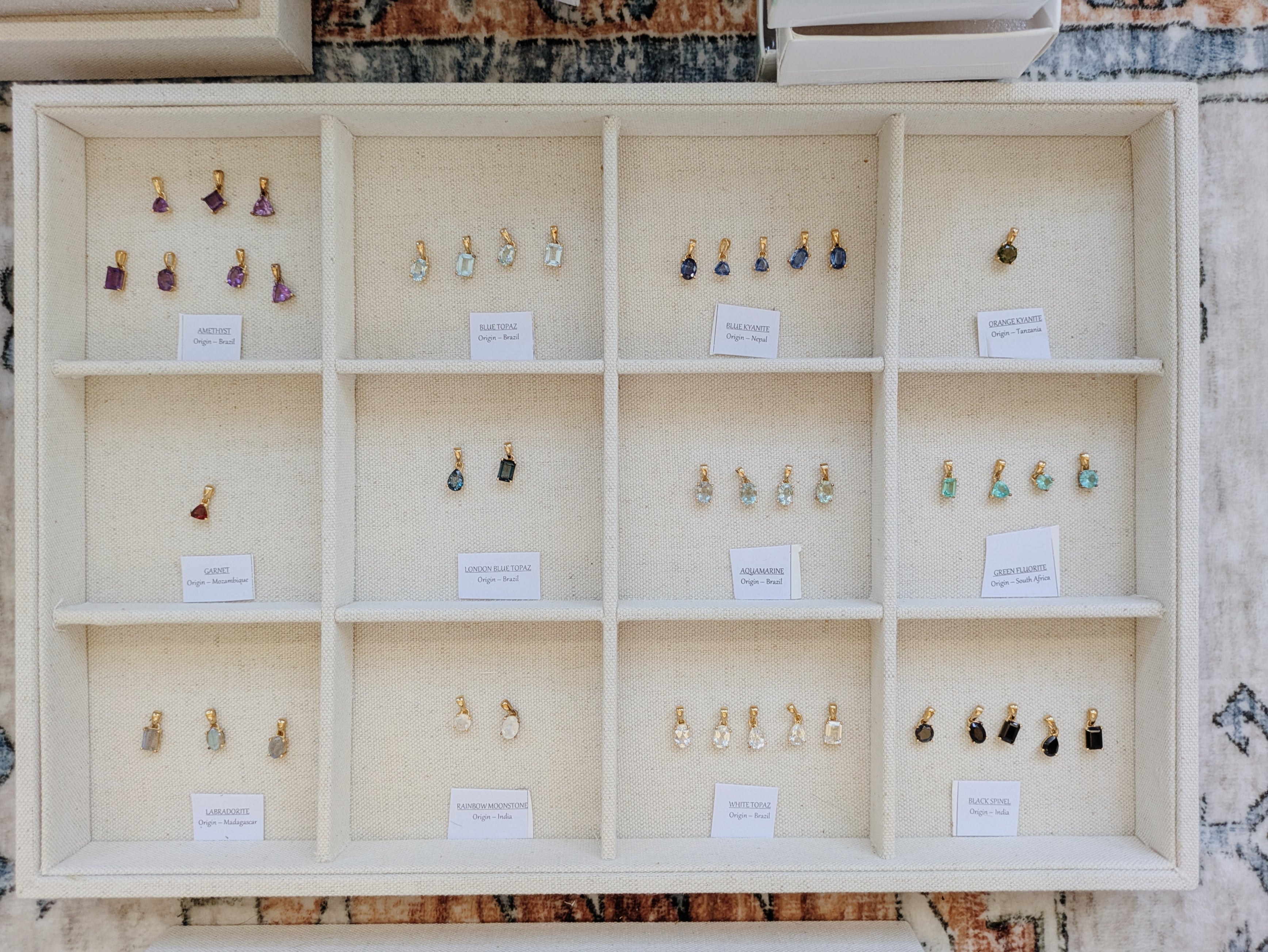 Dainty Faceted Gemstone Pendants | Gold Wild Alabaster