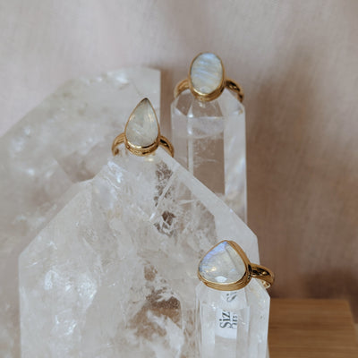 Faceted Moonstone Ring | Gold Wild Alabaster