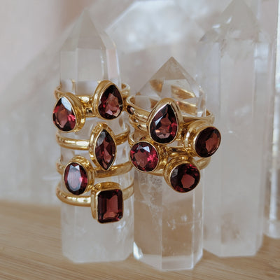 Faceted Garnet Ring | Gold Wild Alabaster