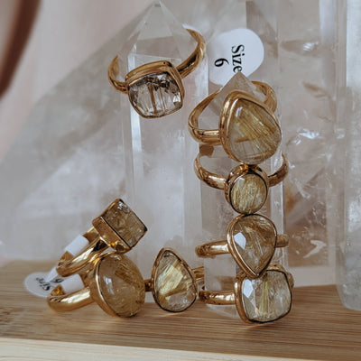 Faceted Gold Rutile Ring | Gold Wild Alabaster