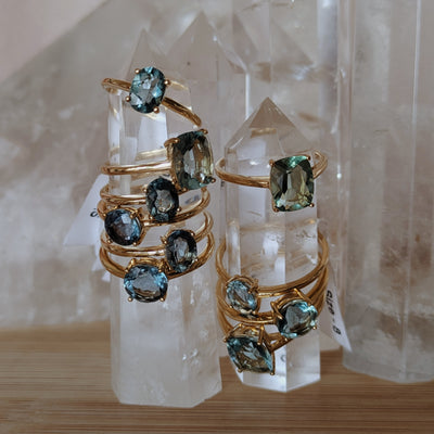 Faceted Fluorite Ring | Gold Wild Alabaster