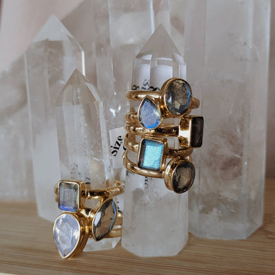 Faceted Labradorite Ring | Gold Wild Alabaster