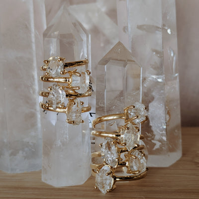 Herkimer Diamond Rings | Gold Wild Alabaster