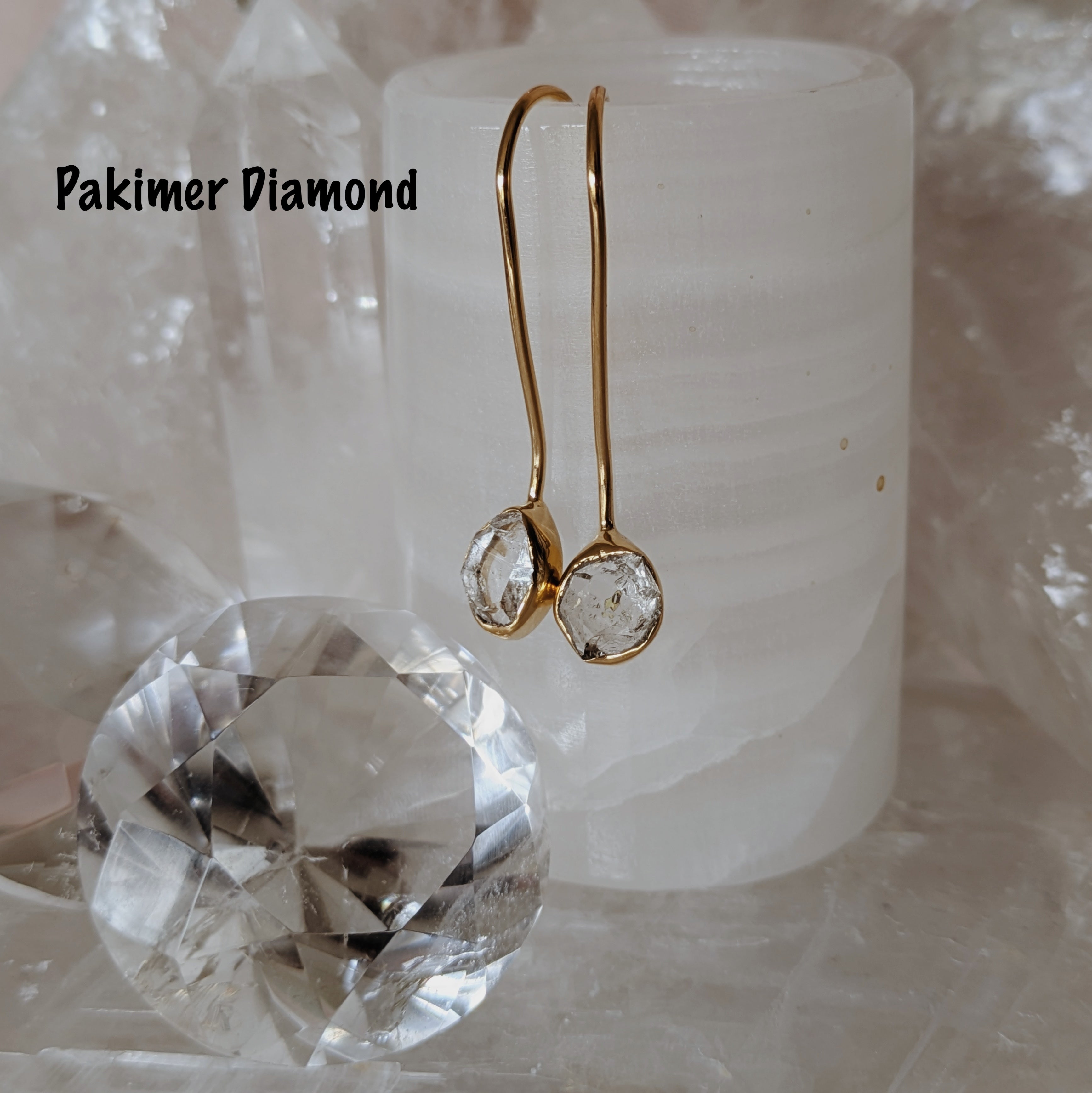 Raw Gemstone Dangle Earrings | Gold Wild Alabaster