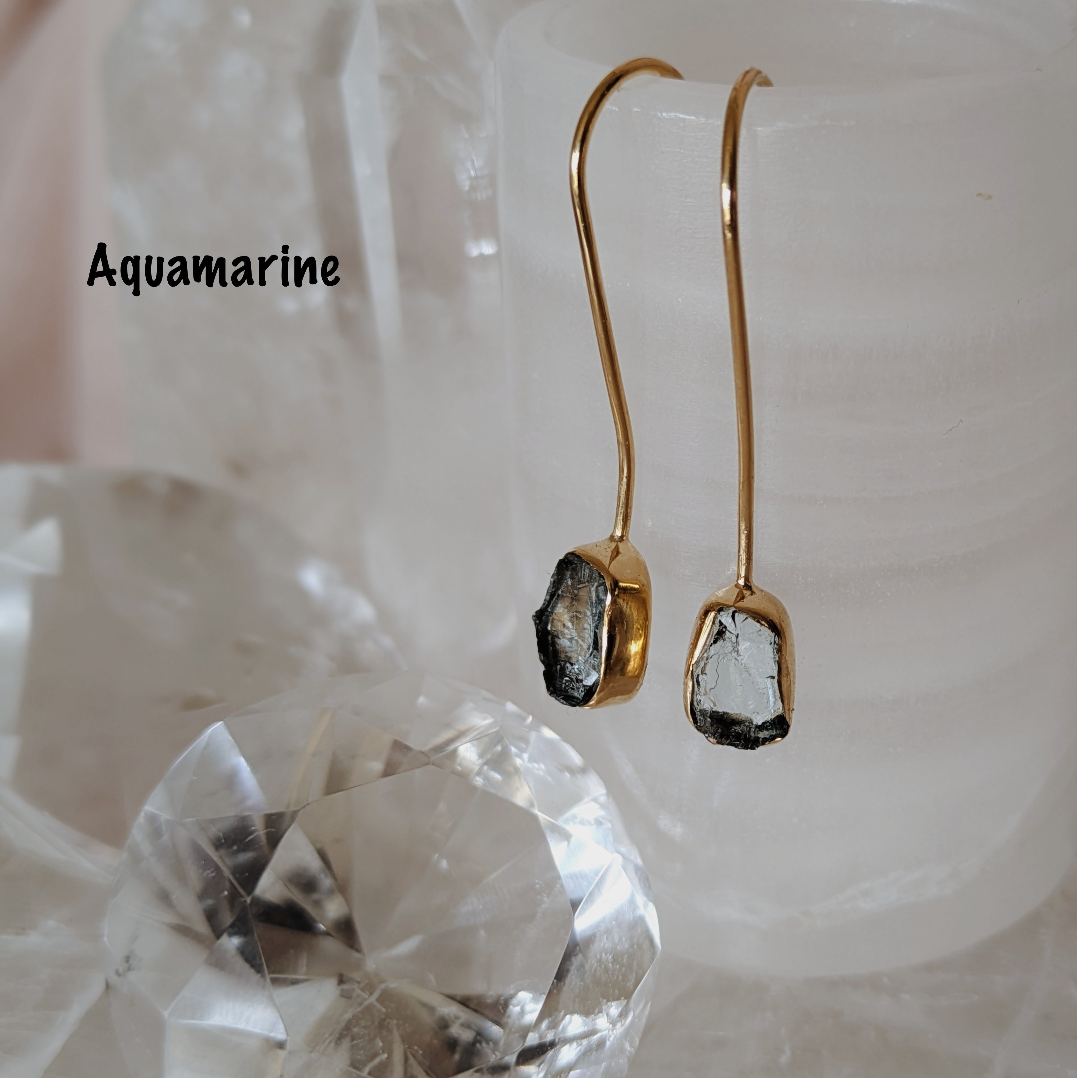 Raw Gemstone Dangle Earrings | Gold Wild Alabaster