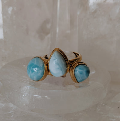 Larimar Rings | Gold Wild Alabaster