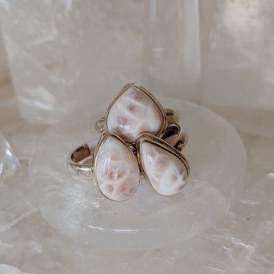Pink Natrolite Ring | Silver Wild Alabaster