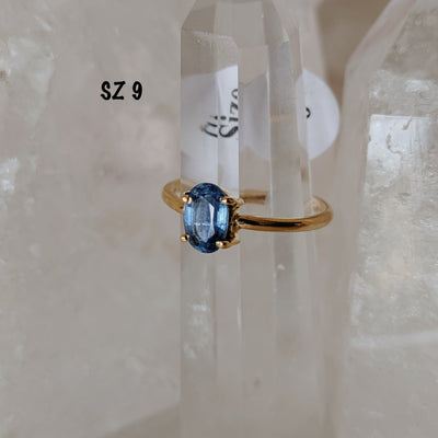 Faceted Blue Kyanite Ring | Gold Wild Alabaster