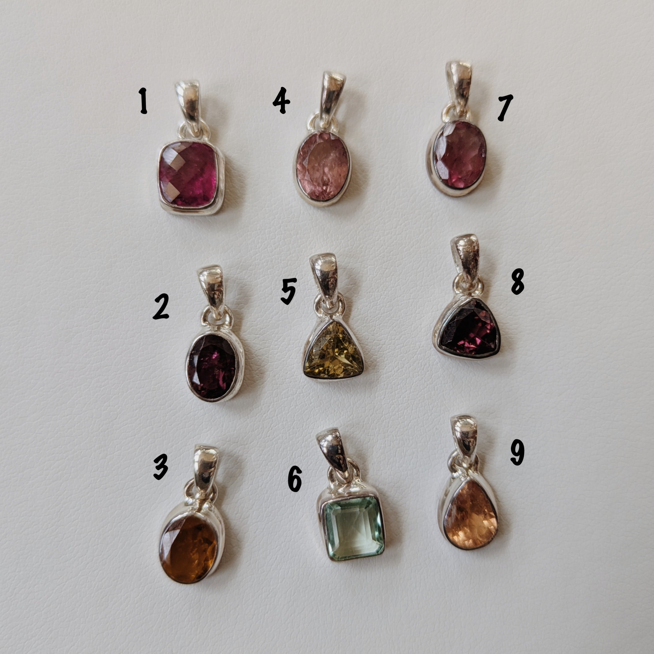 Faceted Thick Bezel Tourmaline Pendants | Silver Wild Alabaster
