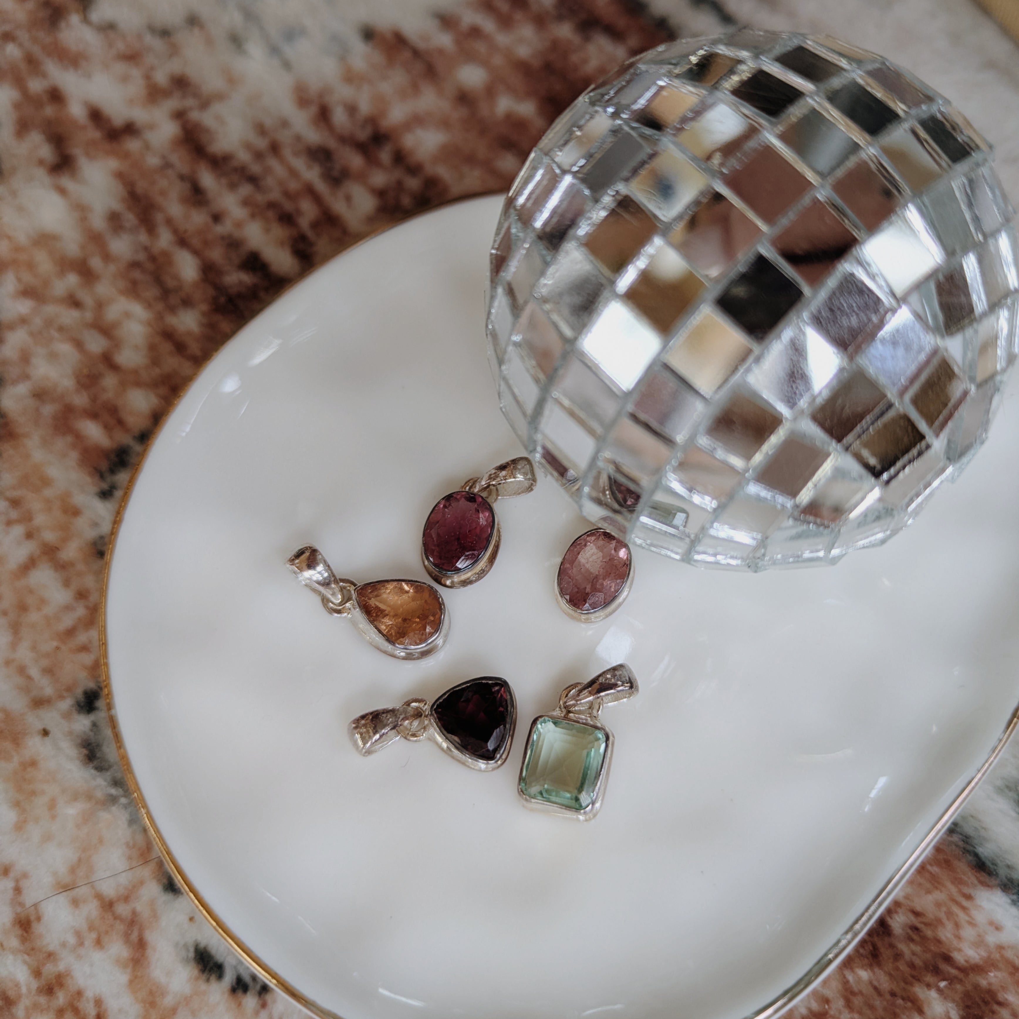 Faceted Thick Bezel Tourmaline Pendants | Silver Wild Alabaster