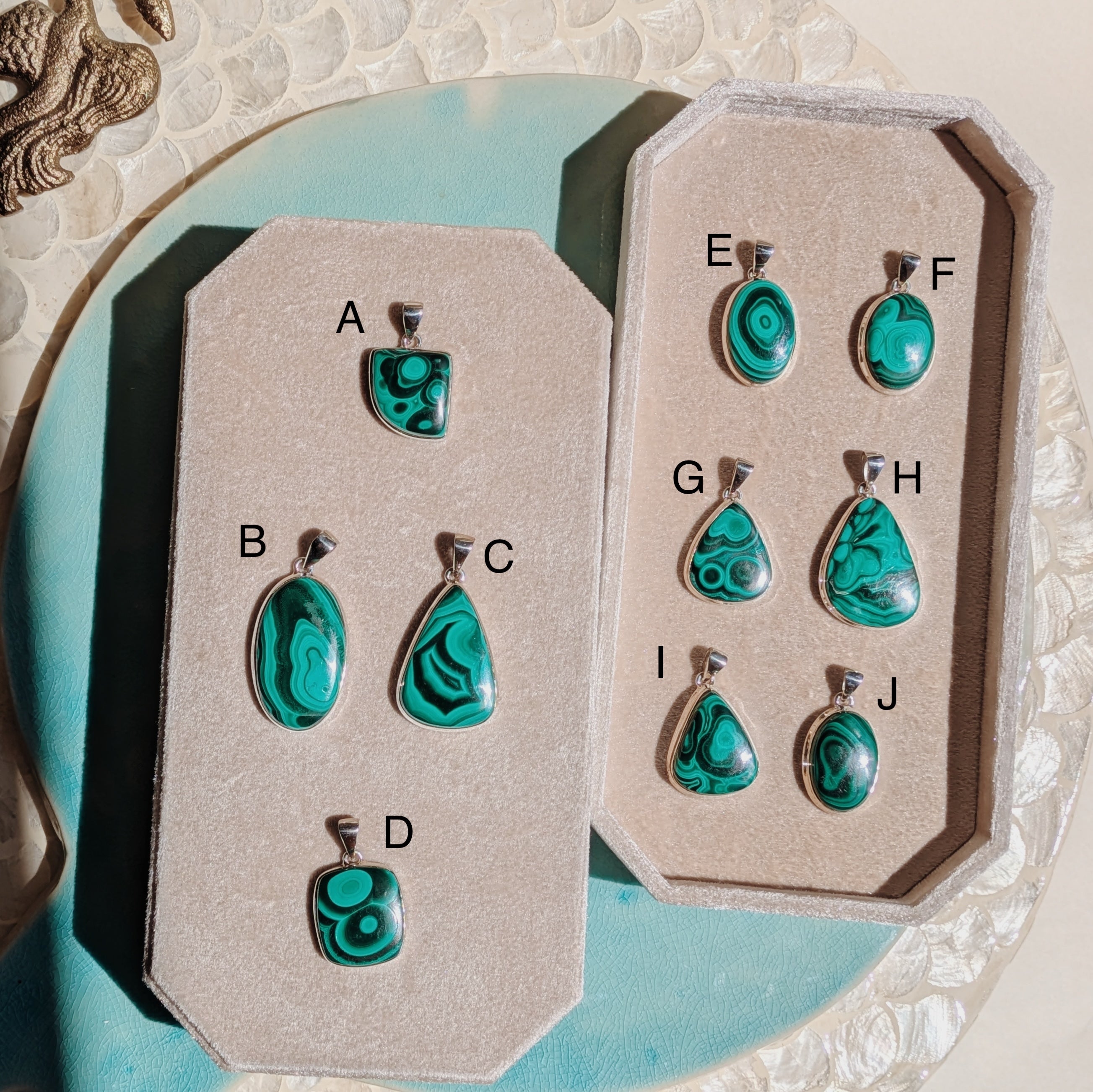 Malachite Pendant | Gold