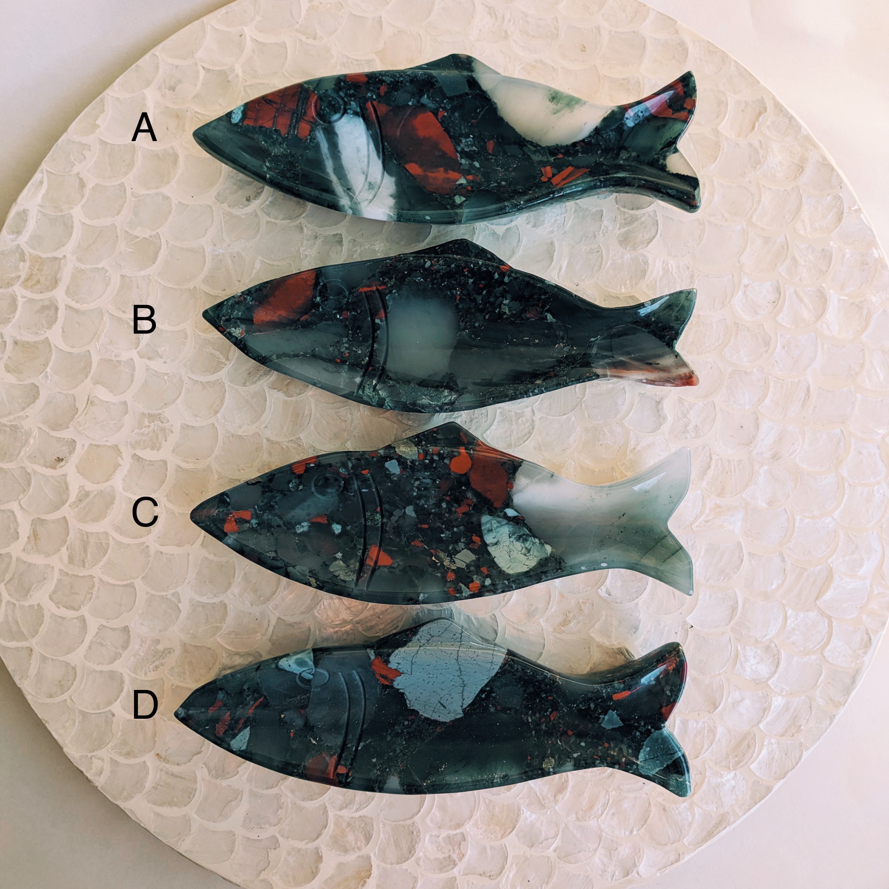 Hand Carved Crystal Fish Dishes