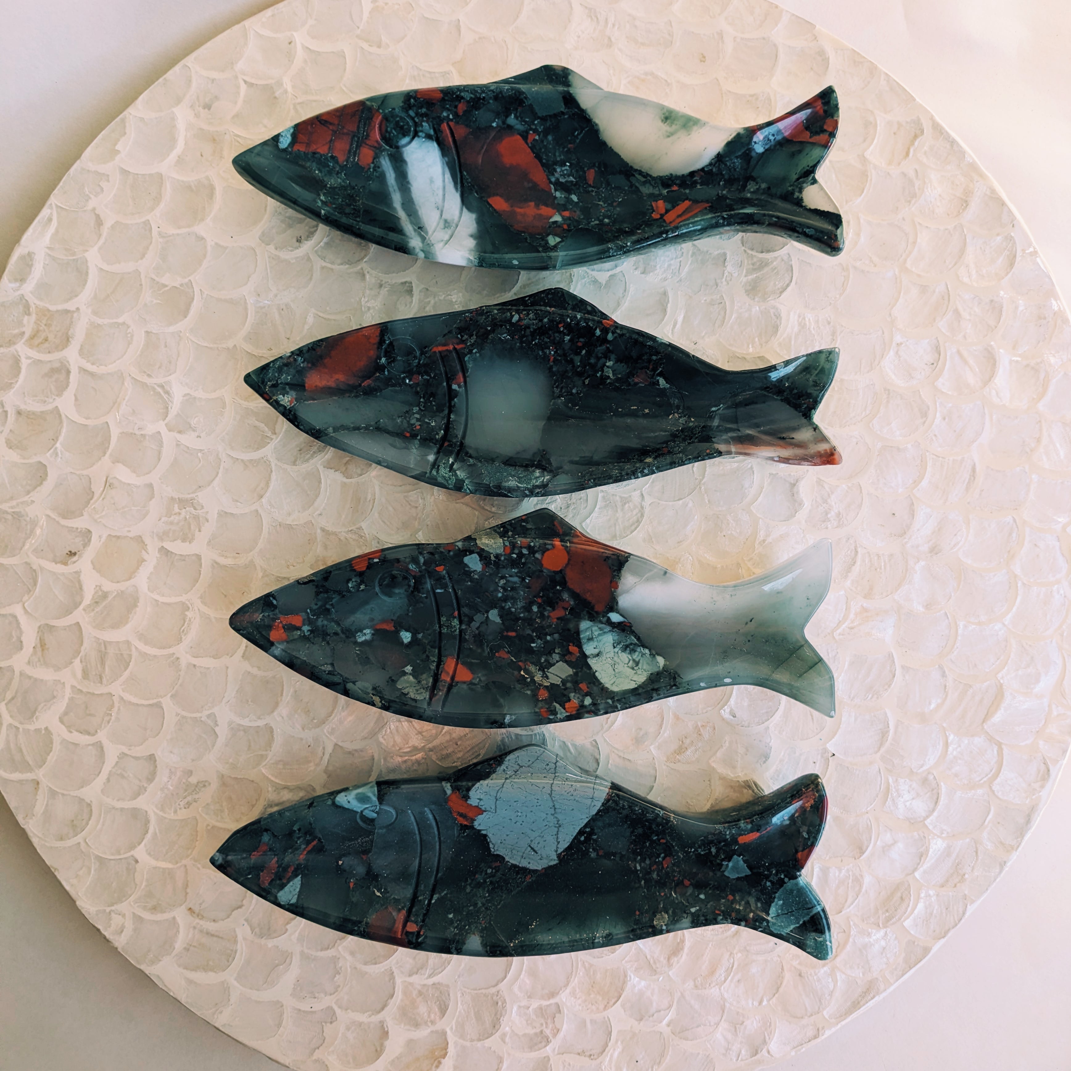 Hand Carved Crystal Fish Dishes