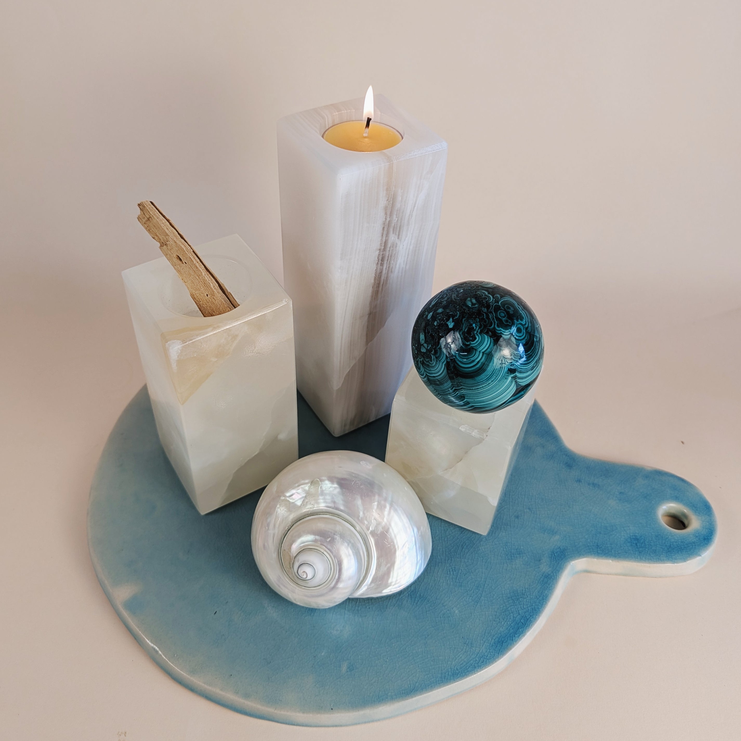 White Banded Onyx Votives