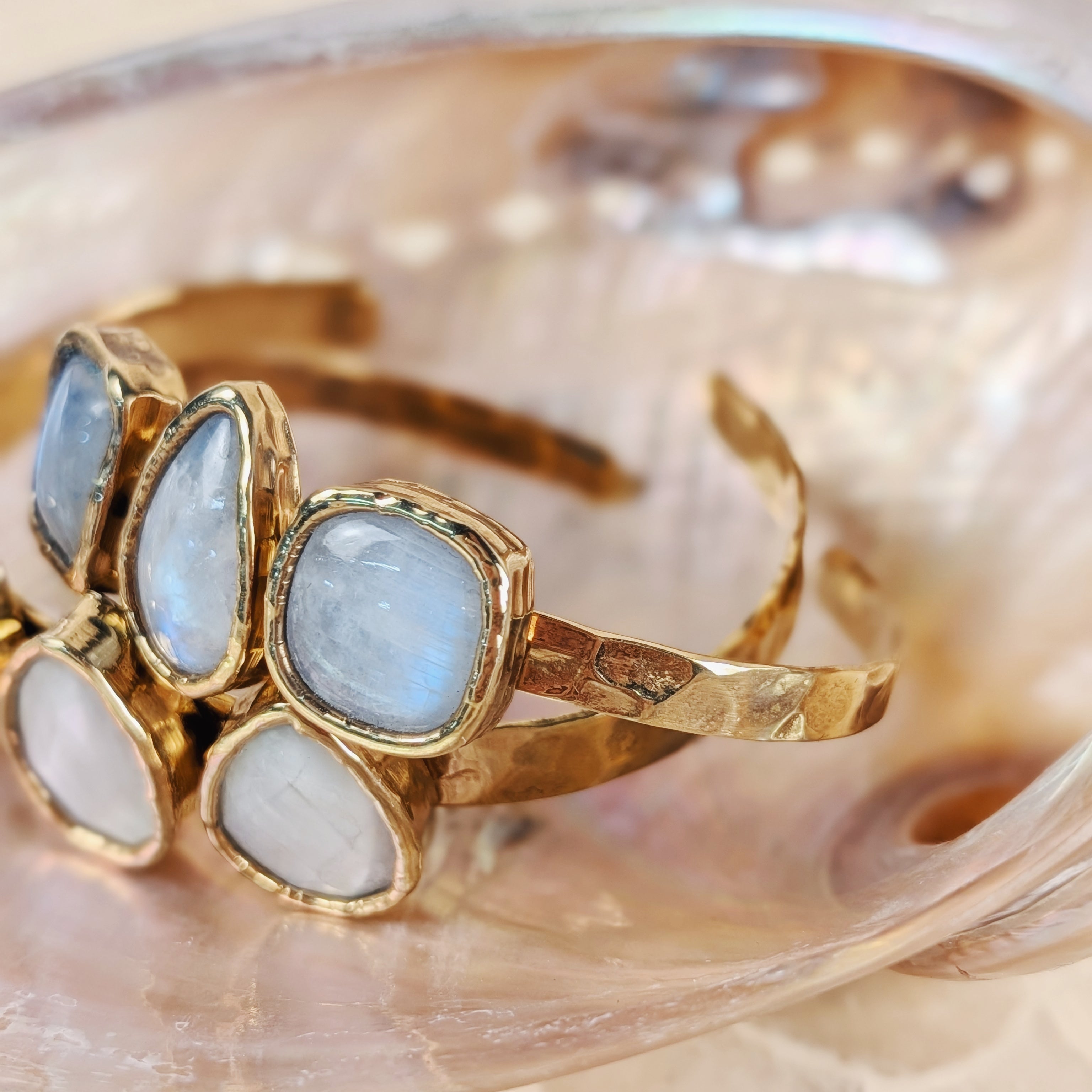 The Lucia Cuff | Mother of Pearl + Moonstone