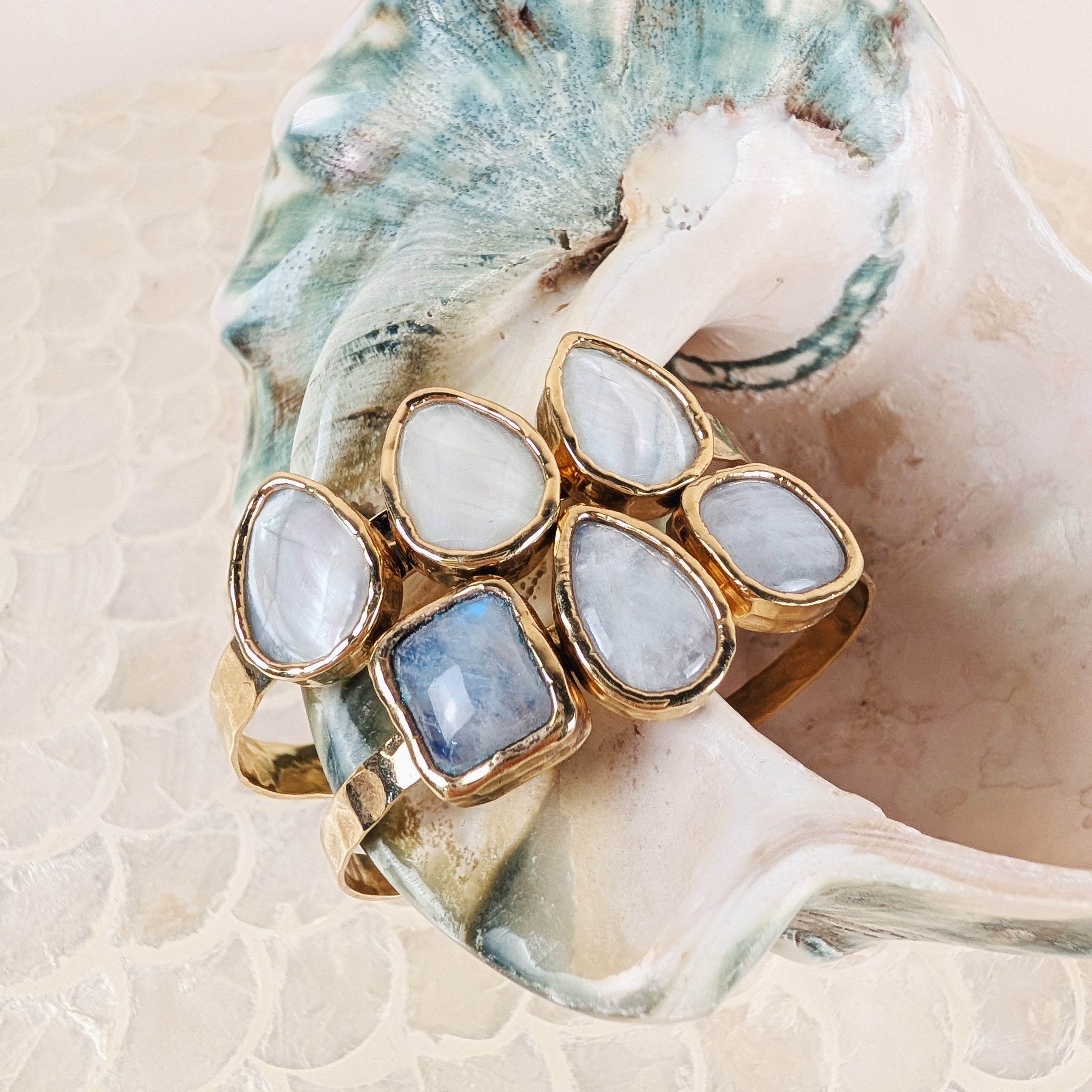 The Lucia Cuff | Mother of Pearl + Moonstone