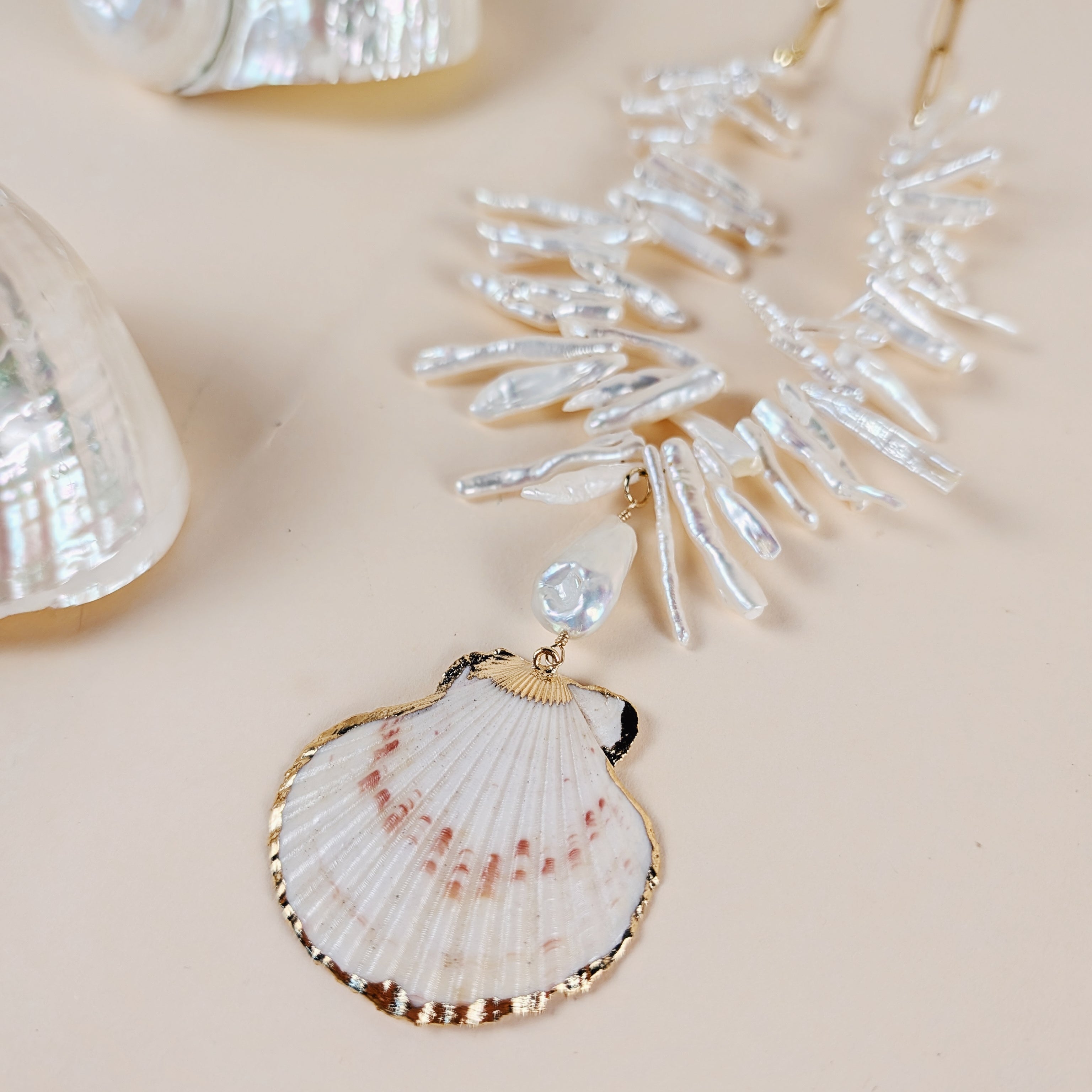 Catalina Pearl & Tiger Paw Necklace