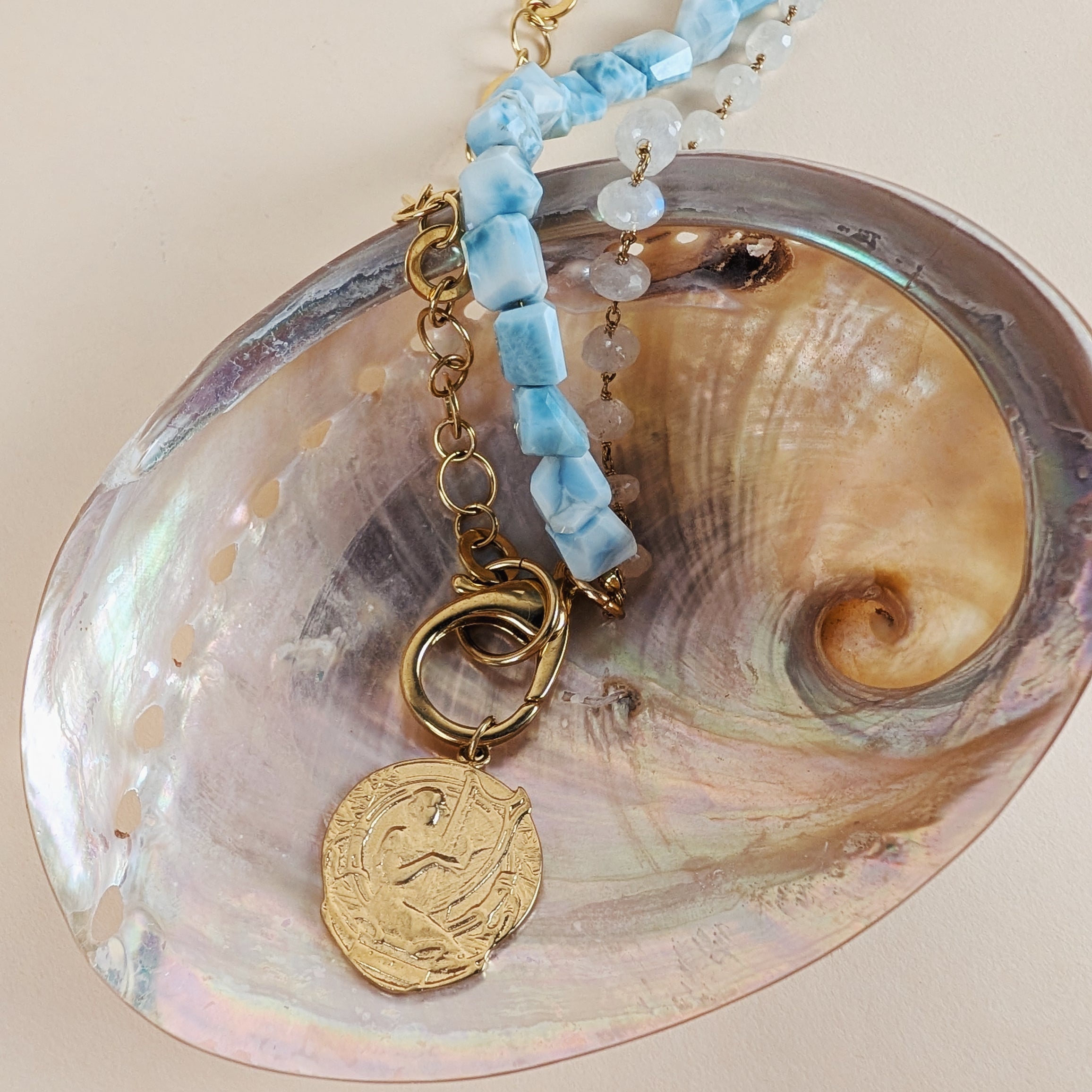 The Estelle Necklace | Italian Coral + Larimar