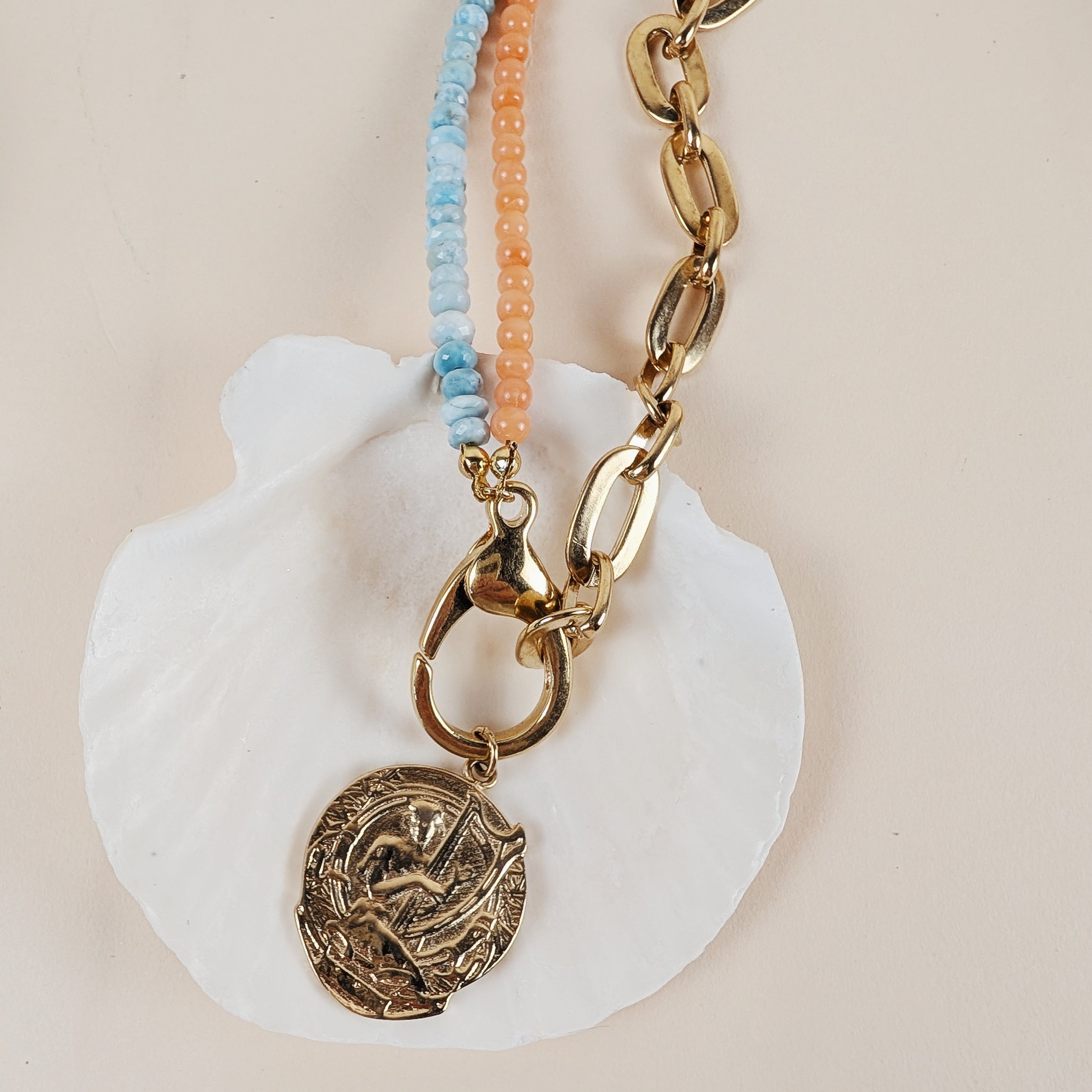 The Estelle Necklace | Italian Coral + Larimar