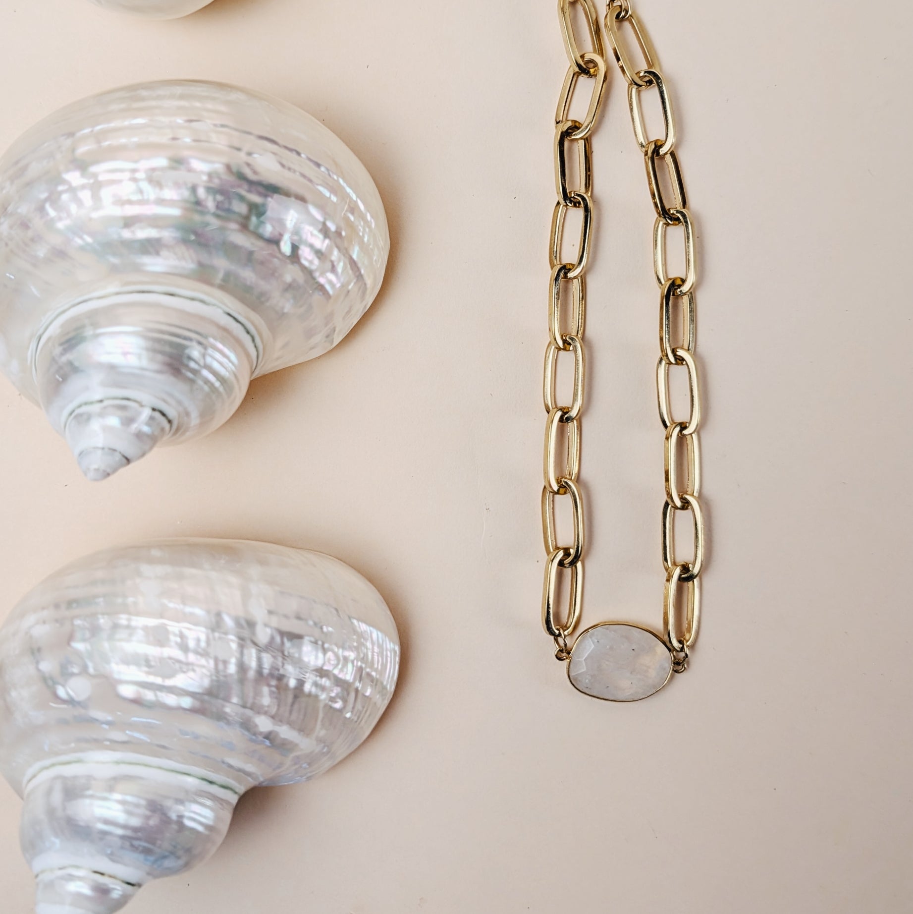 The Cordella Necklace | Moonstone + Pink Opal
