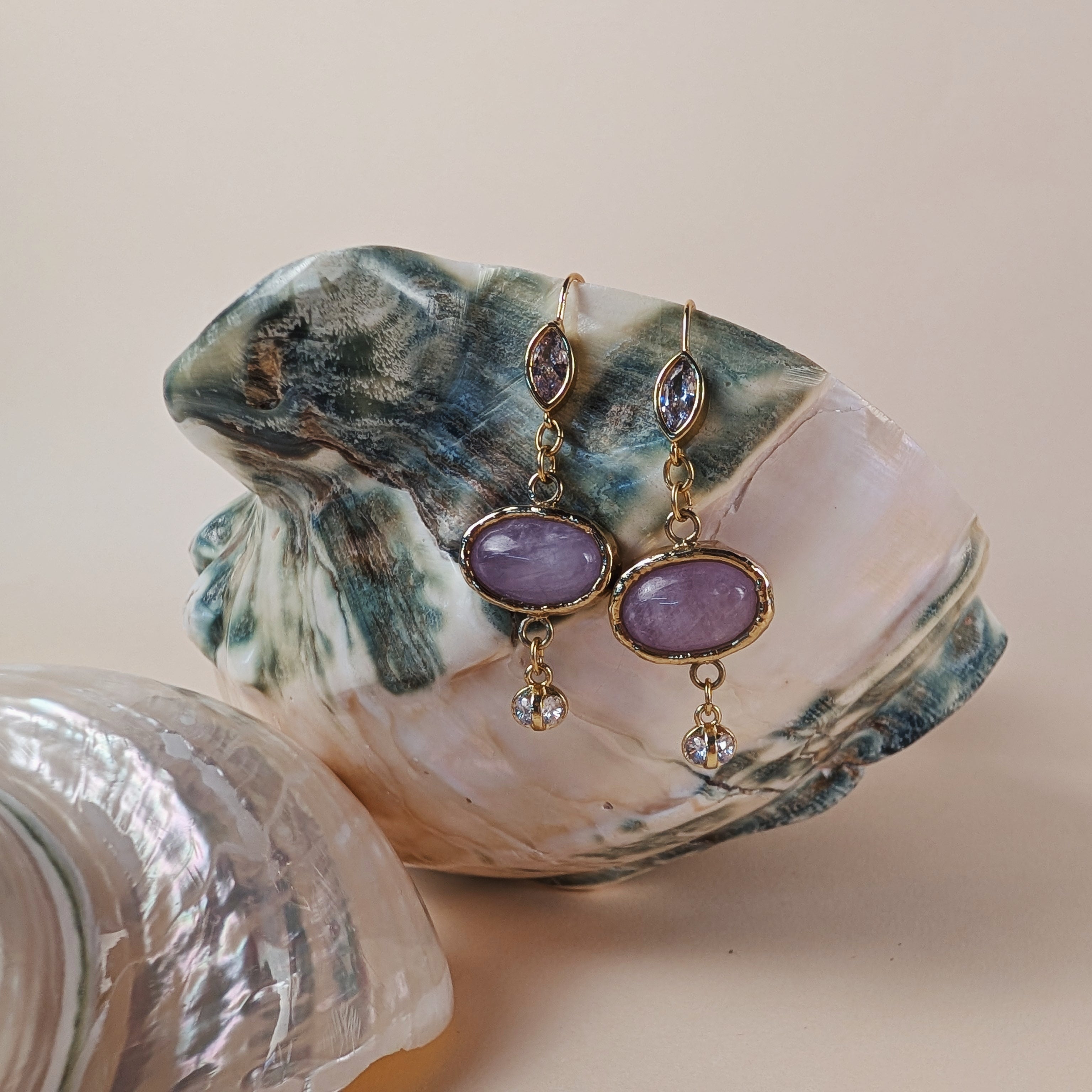 Louisa Earrings | Bezel Kunzite