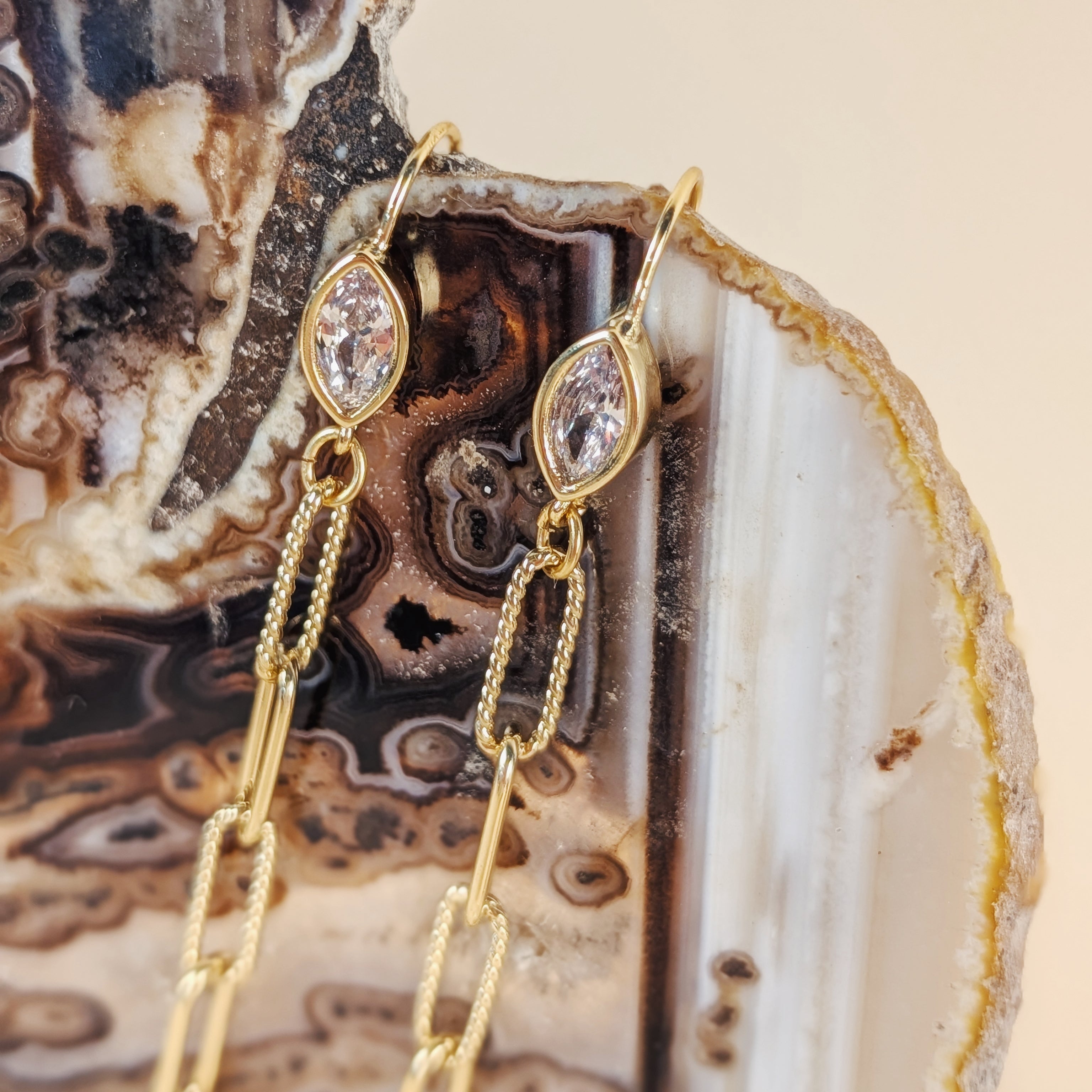 Louisa Earrings | Bezel Pink Opal