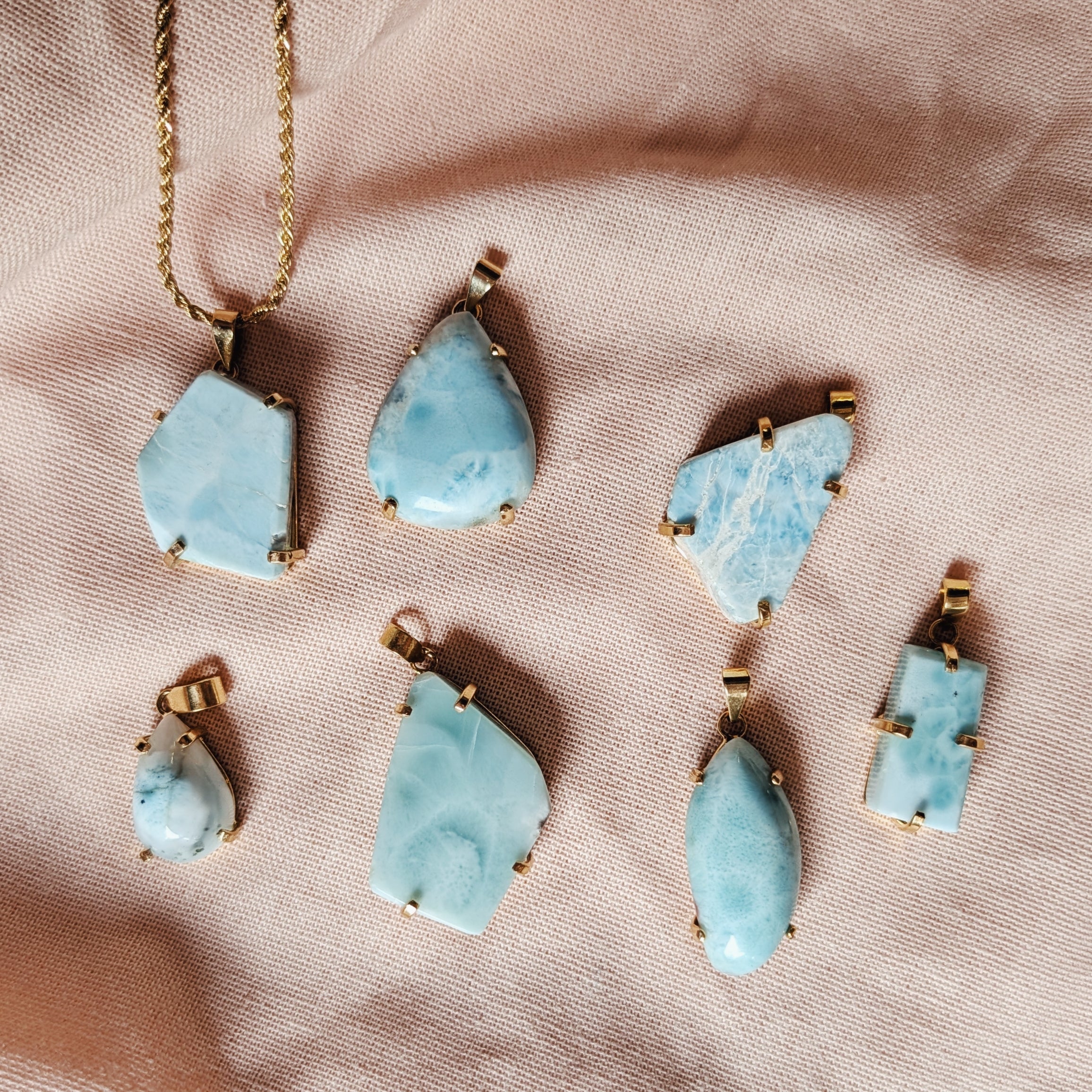The Margaux Necklace | Larimar + Golden Rutile