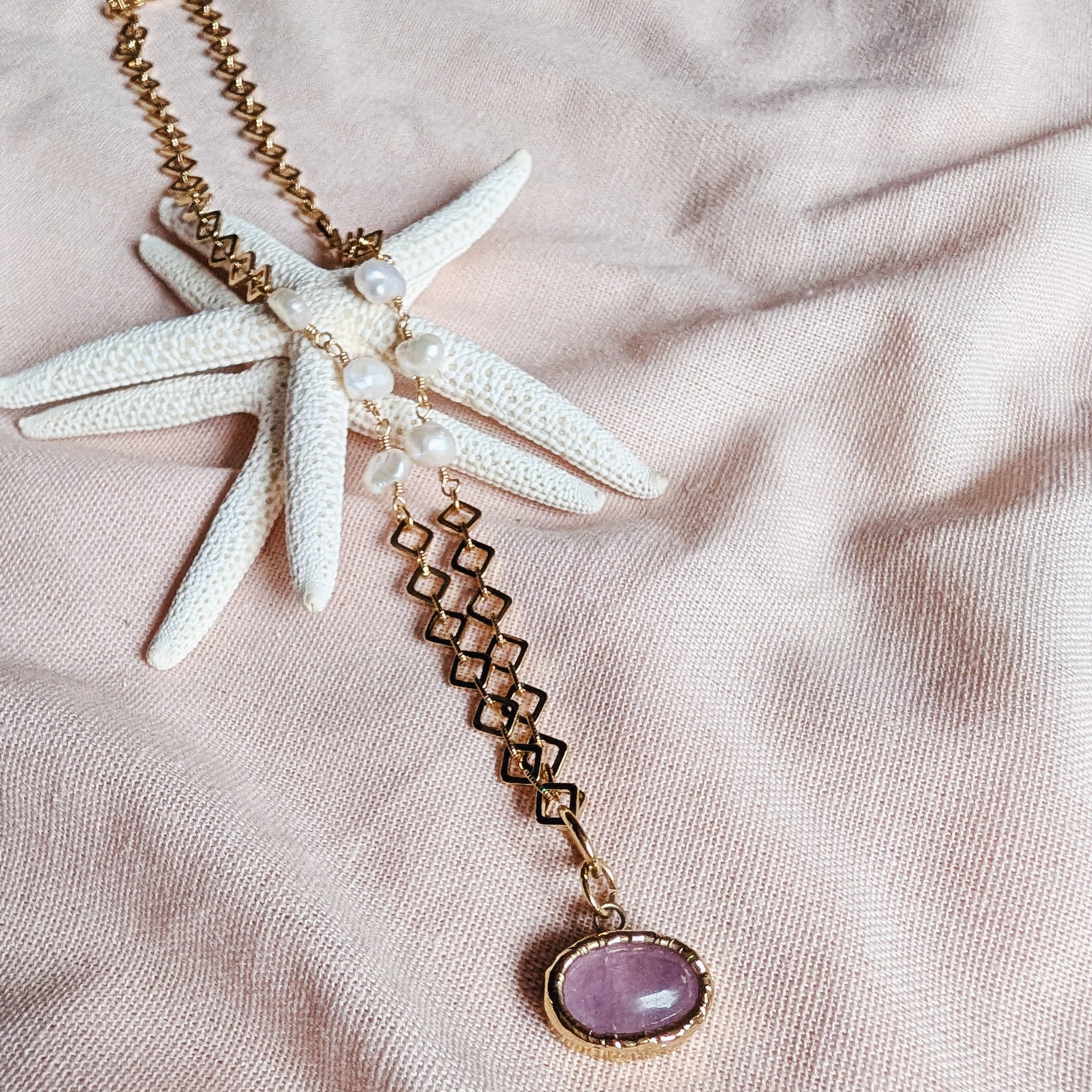 The Odette Necklace | Kunzite & Freshwater Pearl