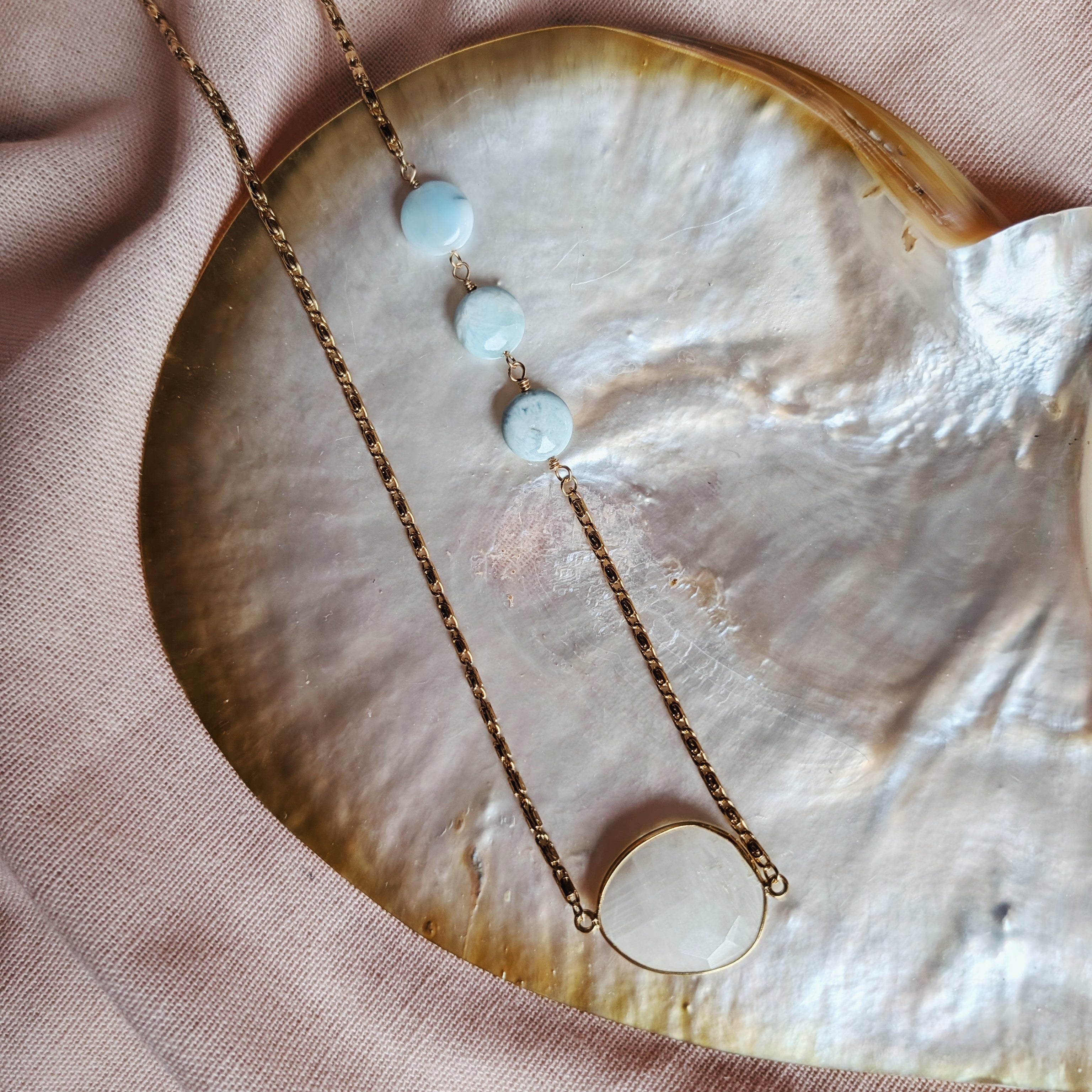 The Sabine Necklace | Moonstone & Larimar