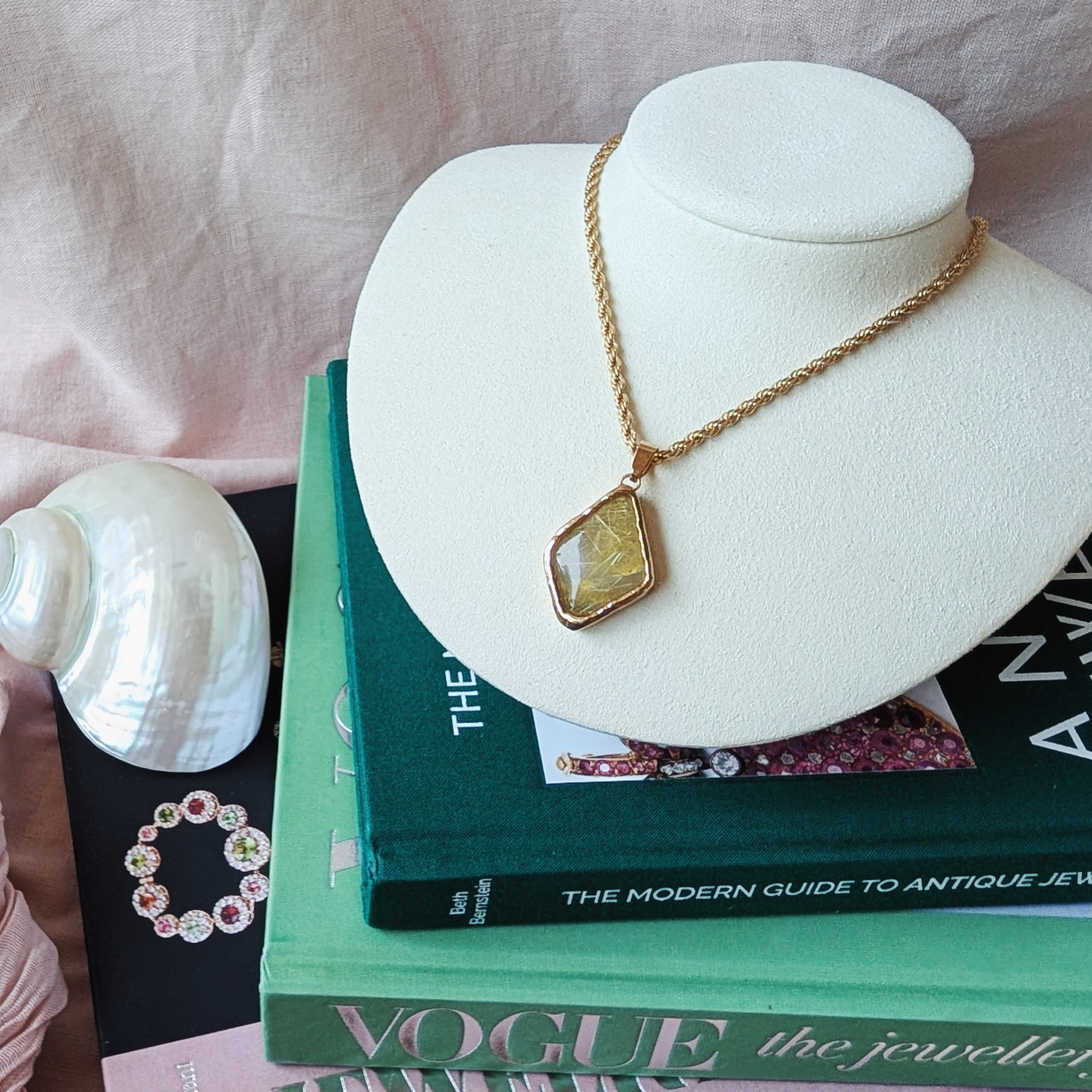 The Margaux Necklace | Larimar + Golden Rutile