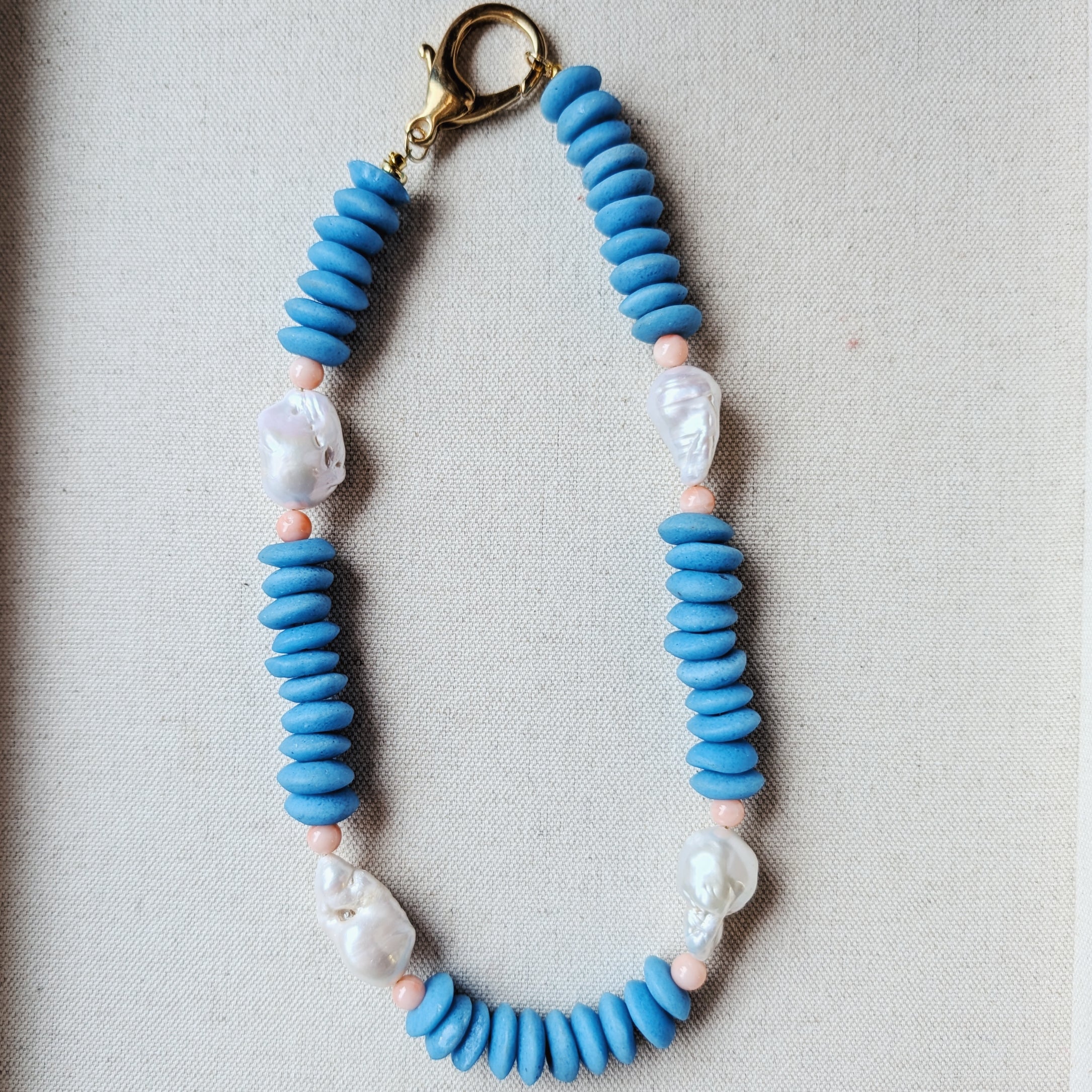 The Bellamy Collar | Pearl + Coral + Ashanti Beads