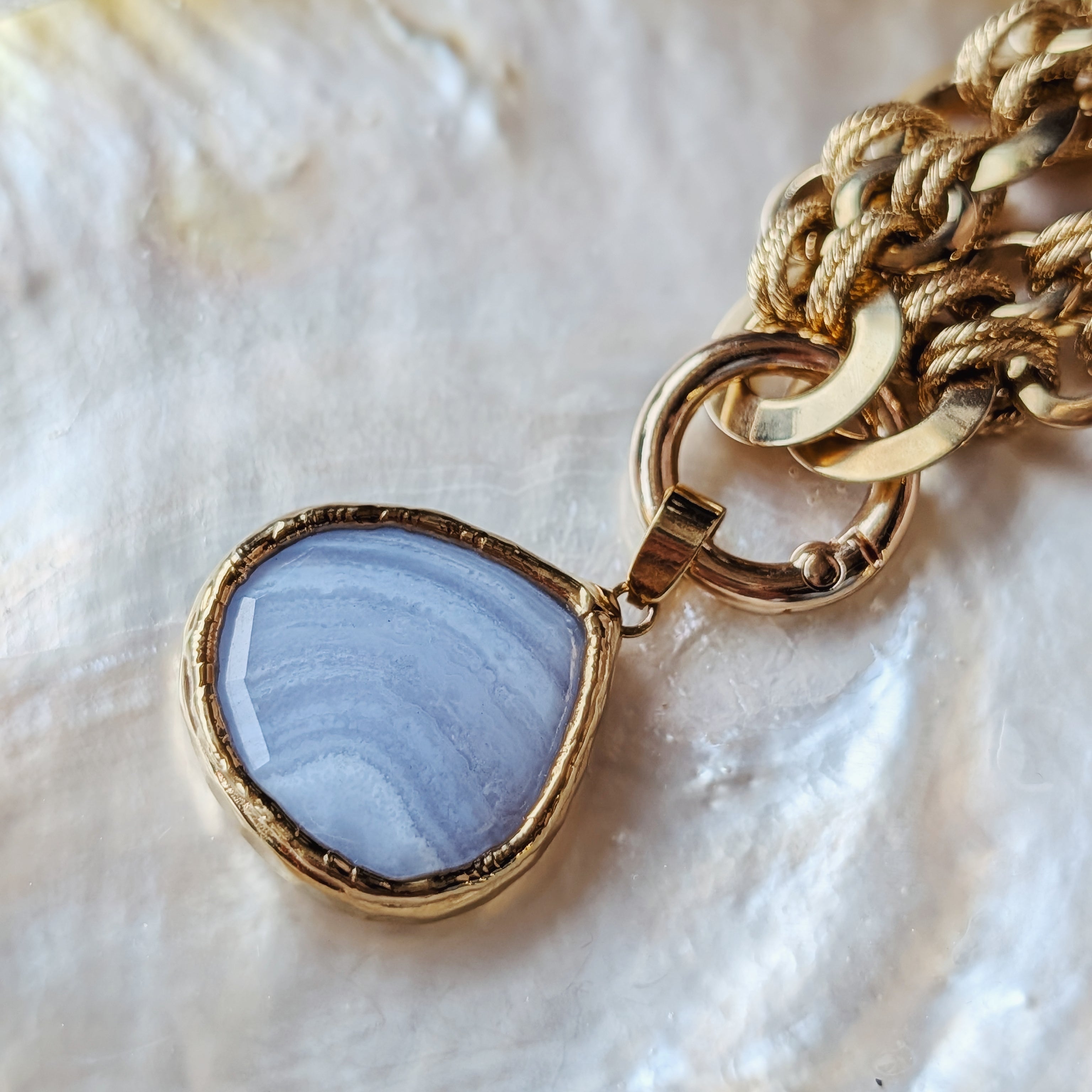 The Jett Necklace | Blue Lace Agate + Golden Rutile