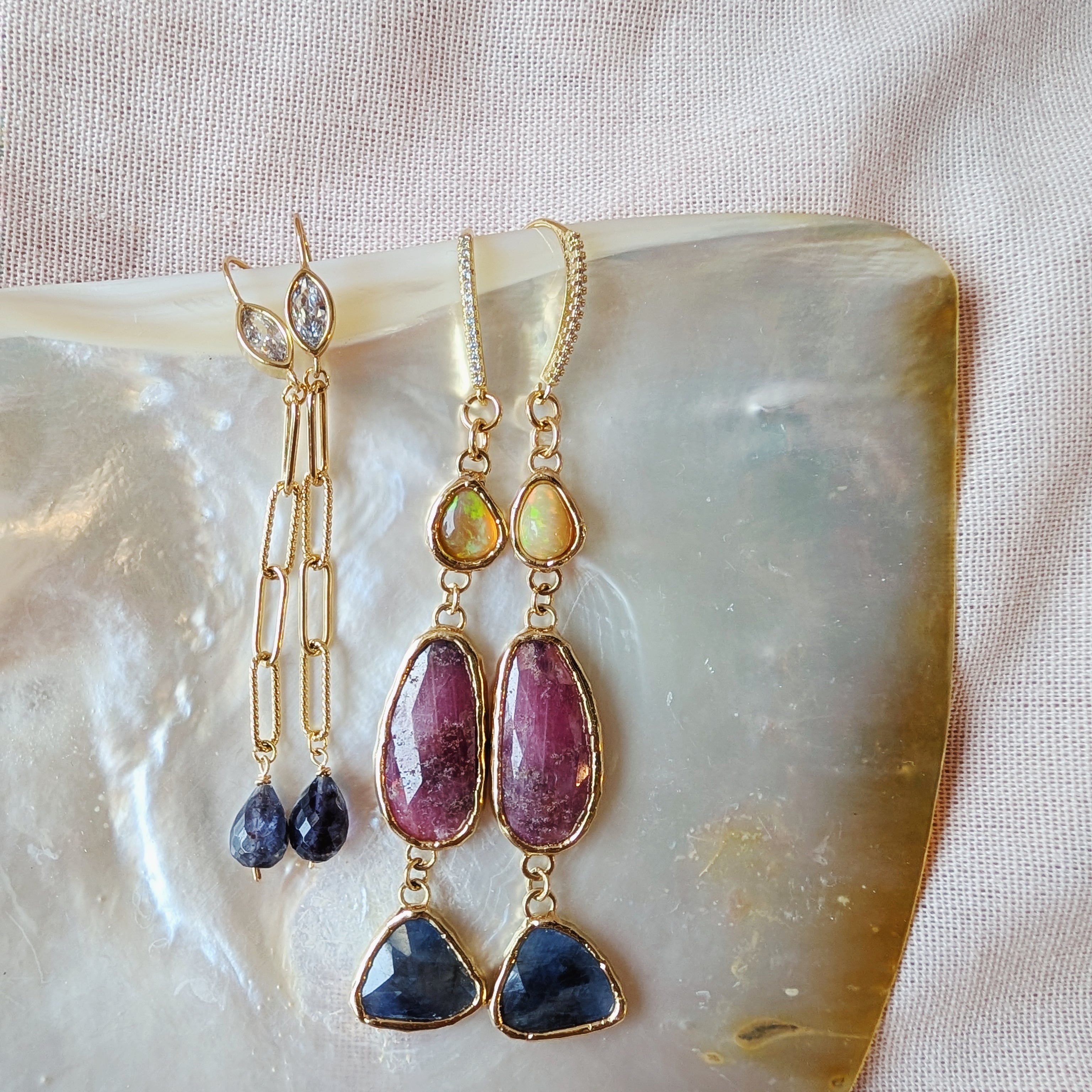 The Louisa Earrings | Gemstone + Pearl