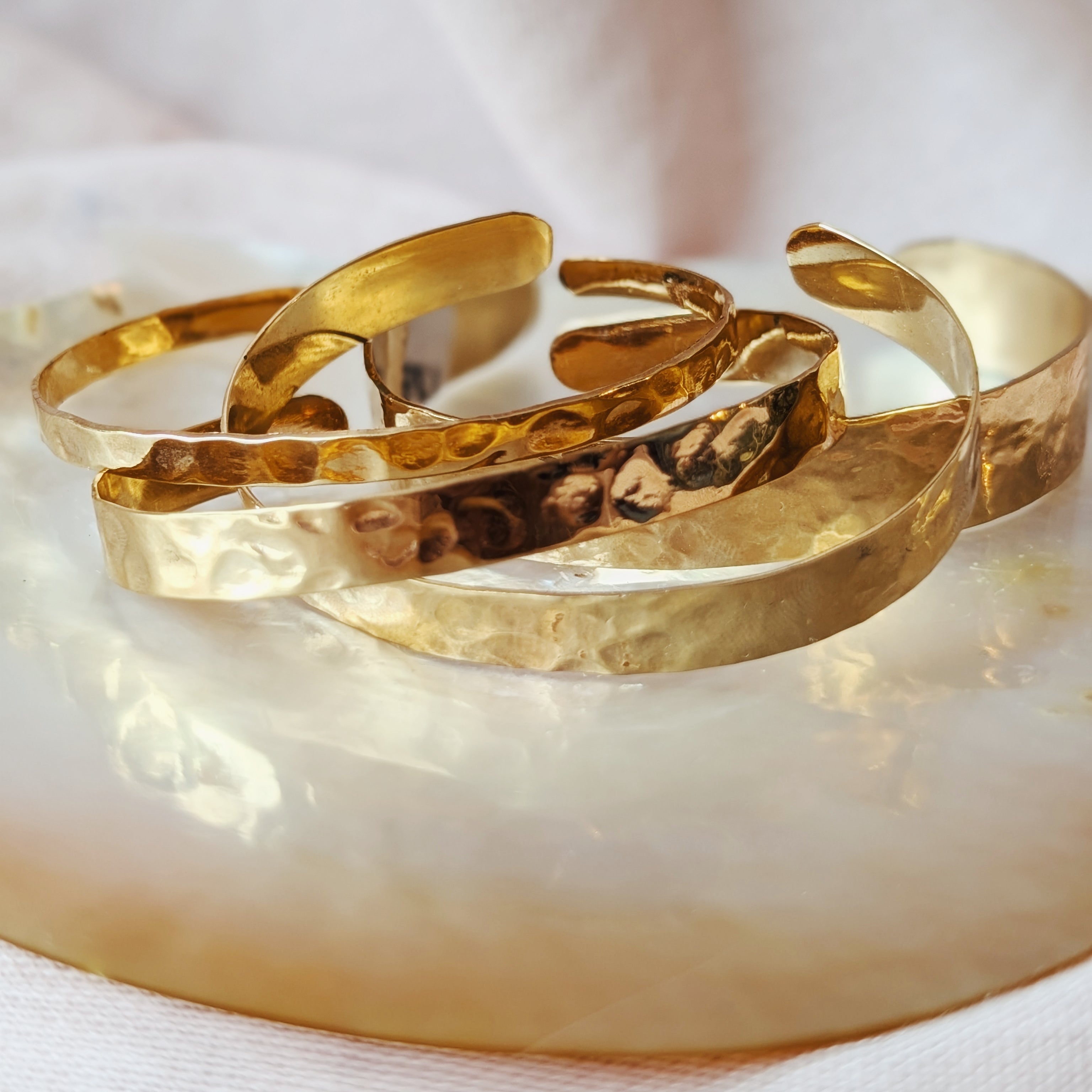 The Aurelia Cuff Bracelet | Hammered Gold