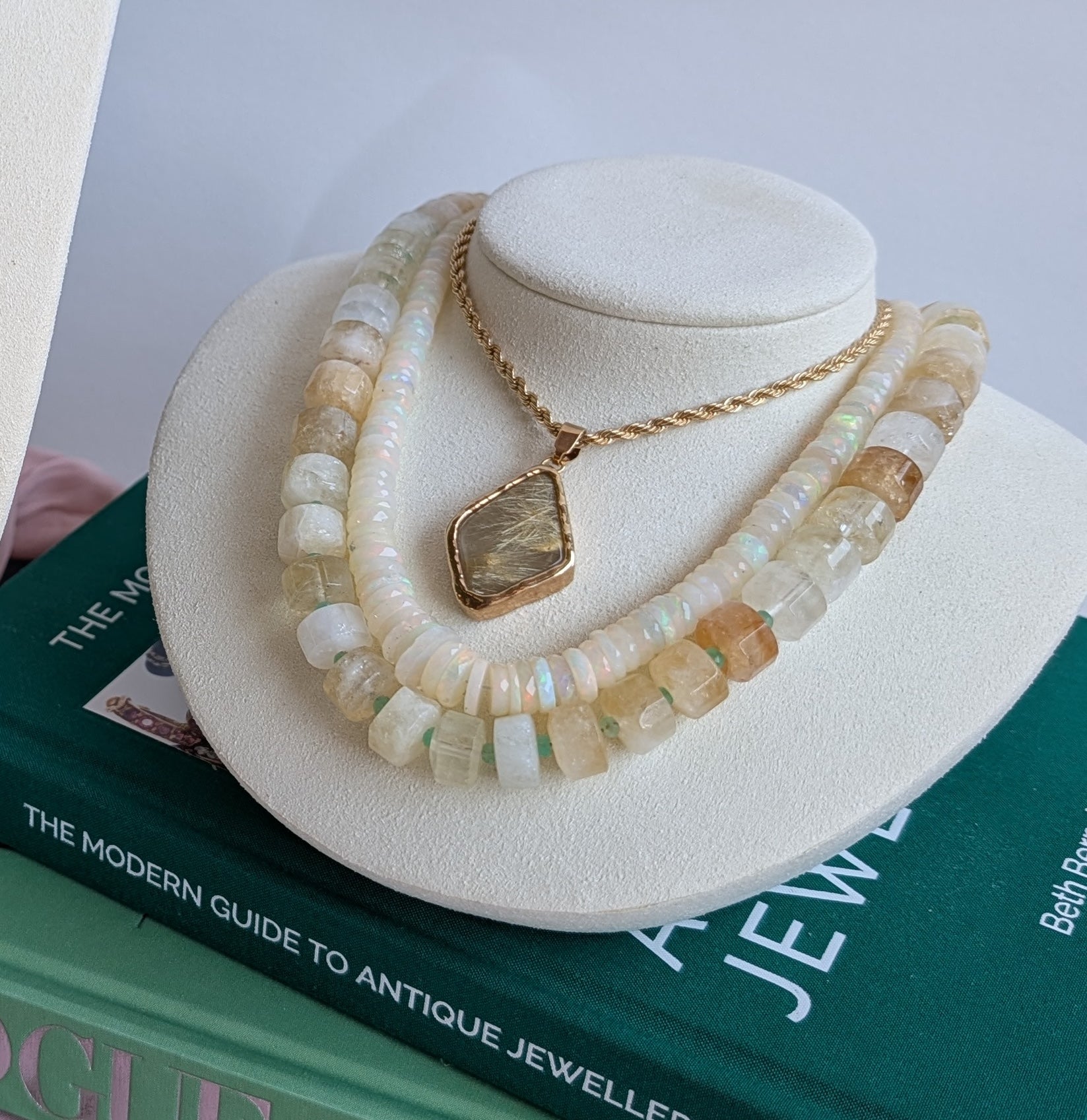 The Margaux Necklace | Larimar + Golden Rutile