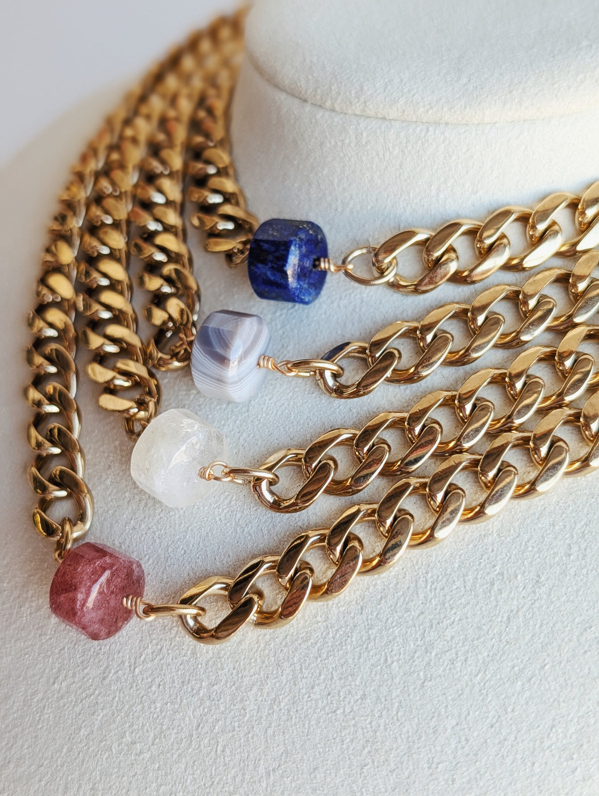 The Davenport Necklace | Natural Gemstone + Gold Chain