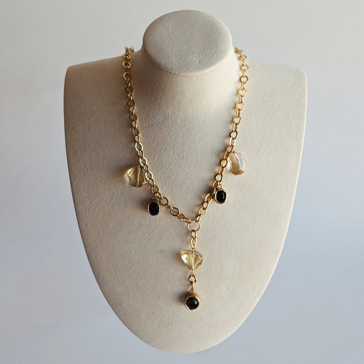 The Adelle Necklace | Citrine + Smoky Quartz