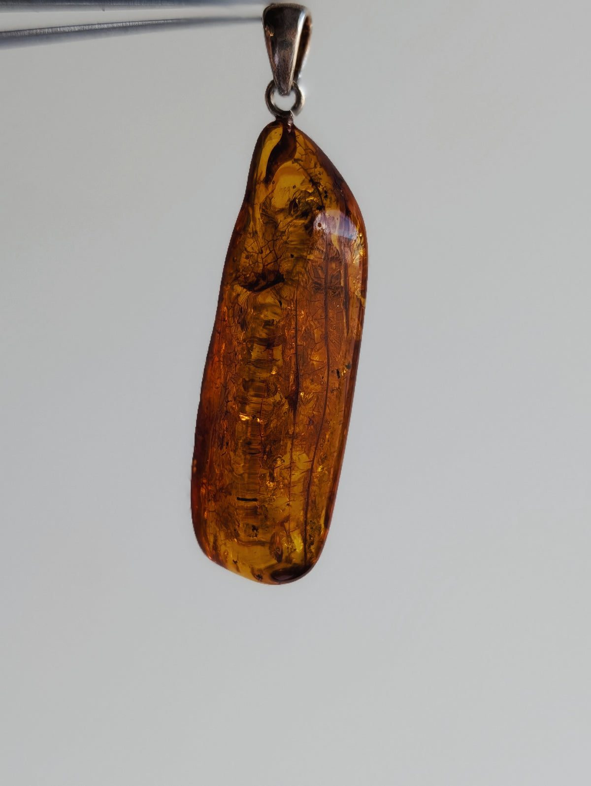 Natural Amber Pendant | Sterling Silver