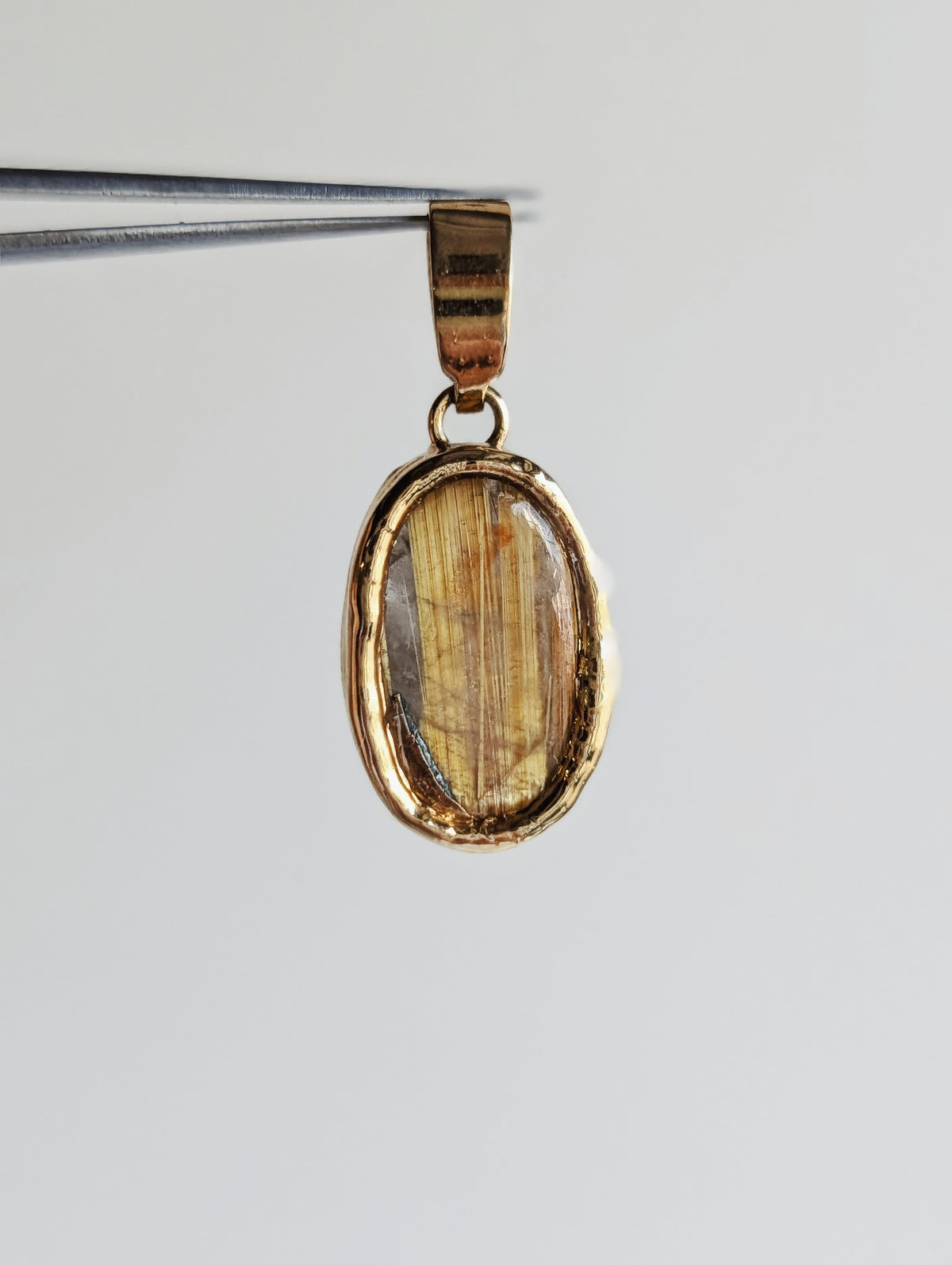 Gold Rutilated Quartz Pendant | Vermeil