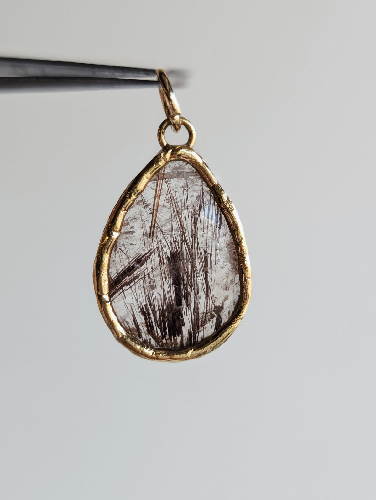 Gold Rutilated Quartz Pendant | Vermeil