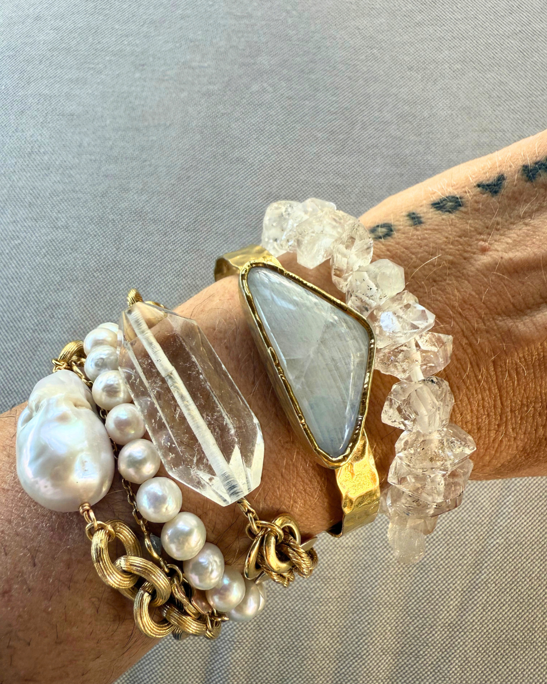 The Relic Bracelet | Clear Quartz + Pearl