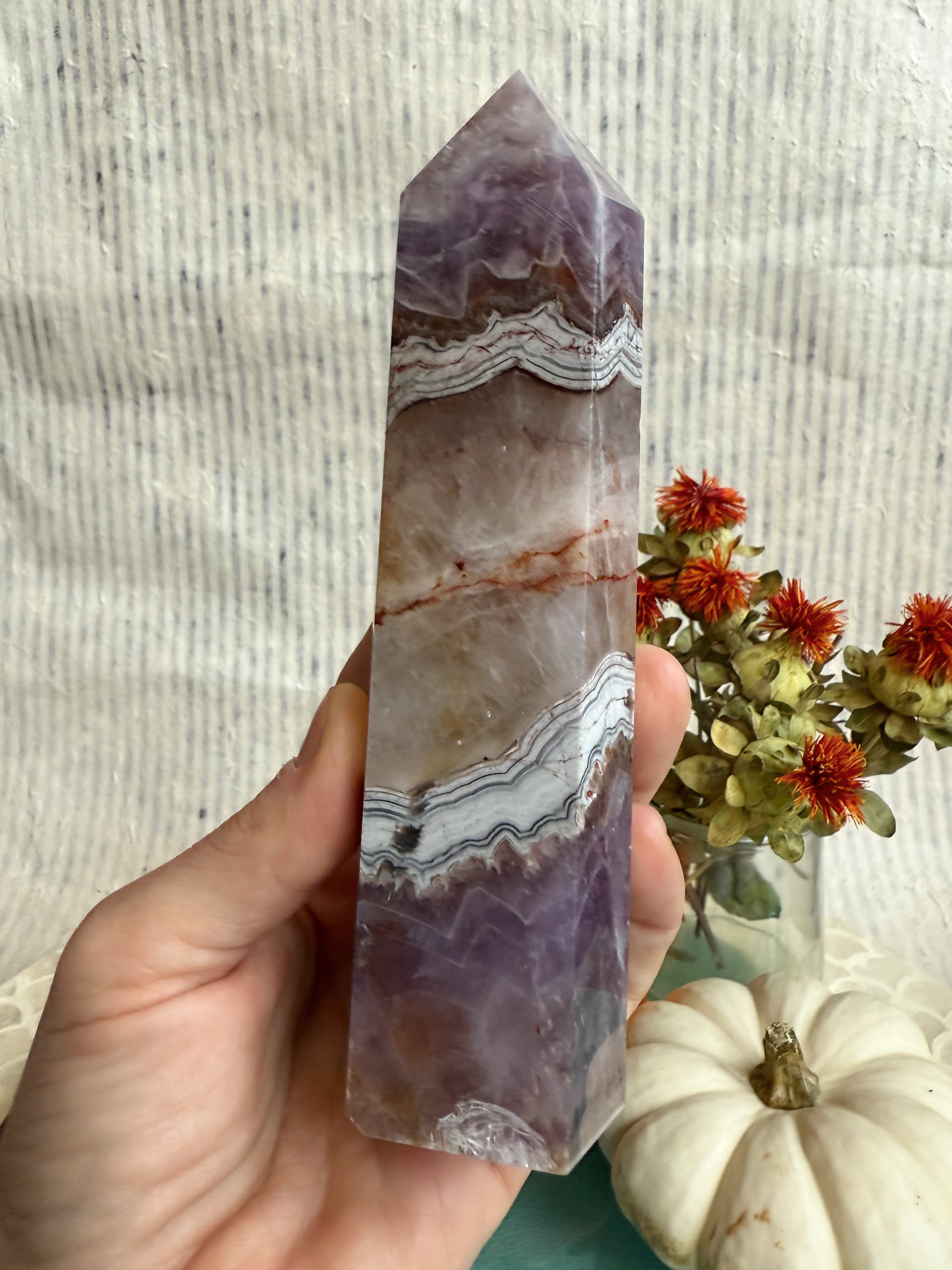 Banded Agate + Amethyst Towers