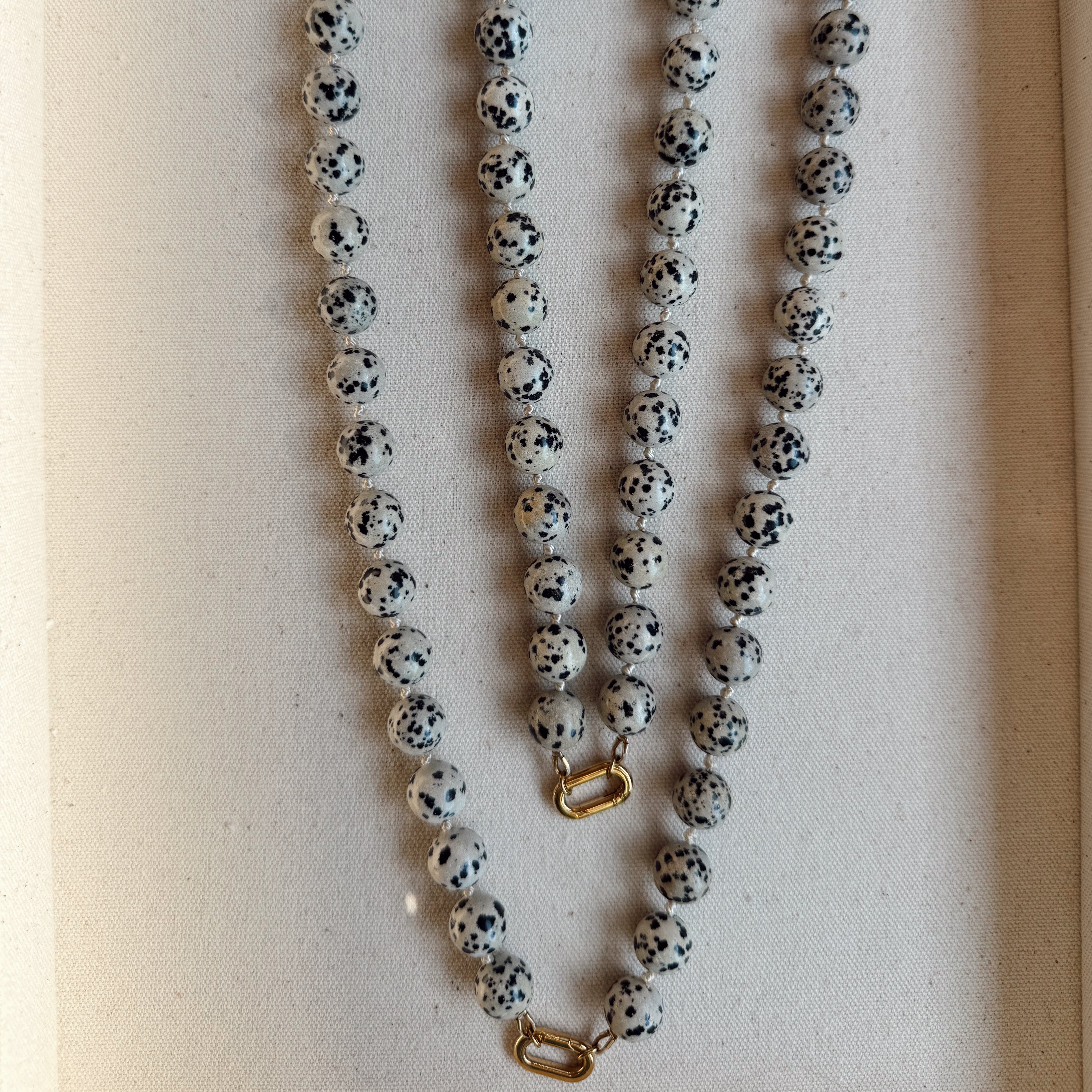 Doris Necklace with Knotted Silk and Stone Beads