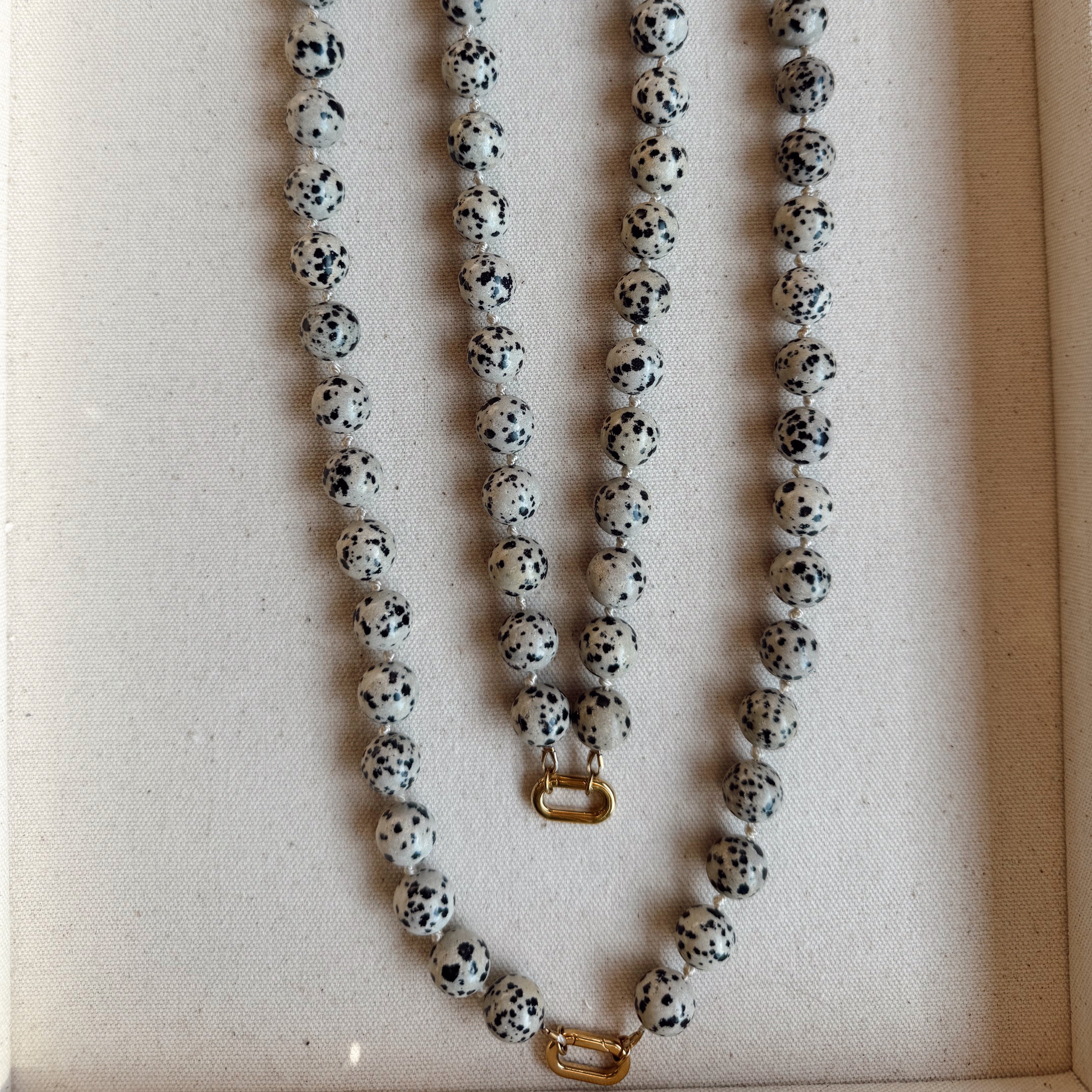 Doris Necklace with Knotted Silk and Stone Beads