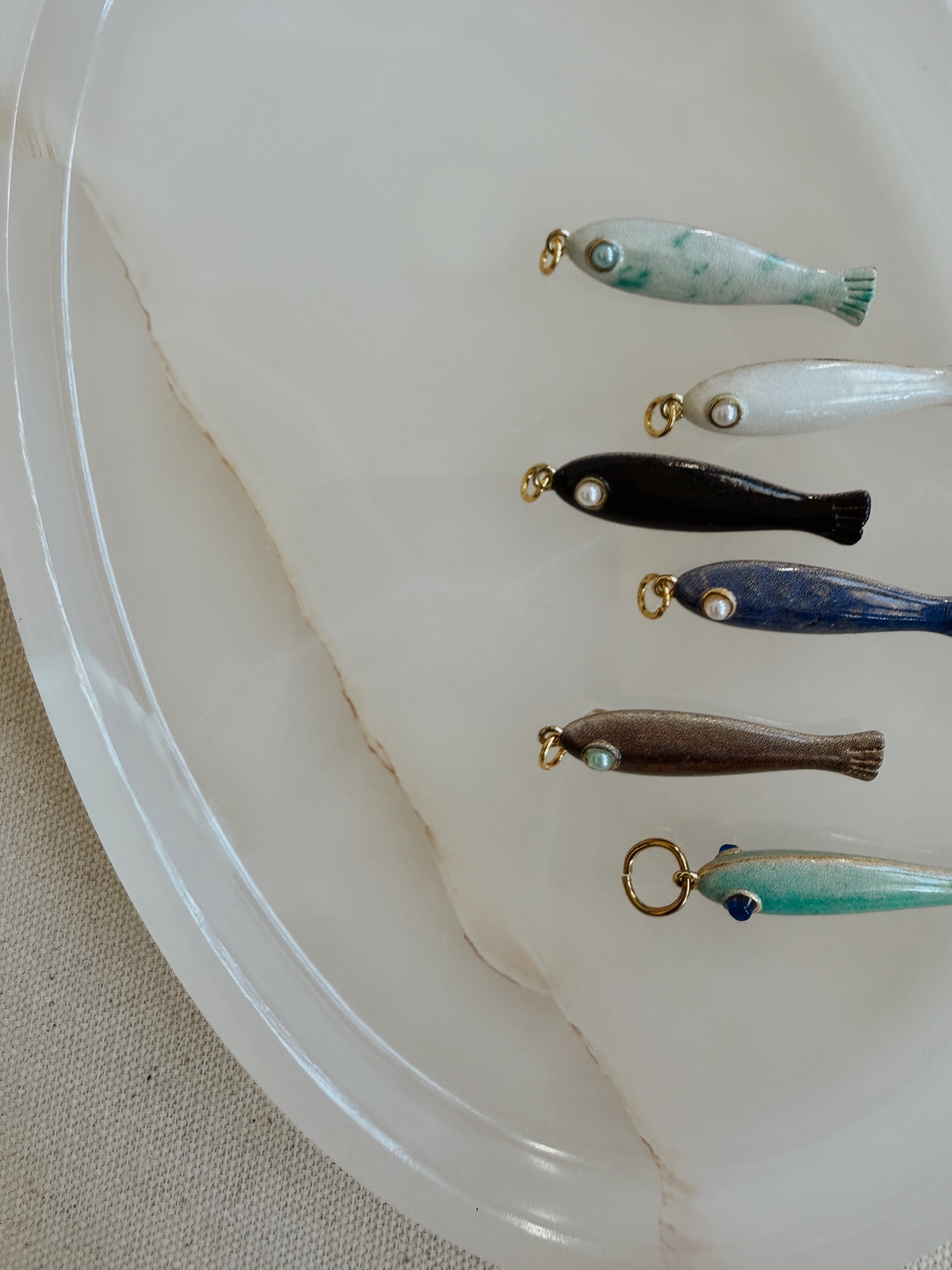 Sardinia Charms | Gemstone, Mini Gold + Enamel Fish Charms