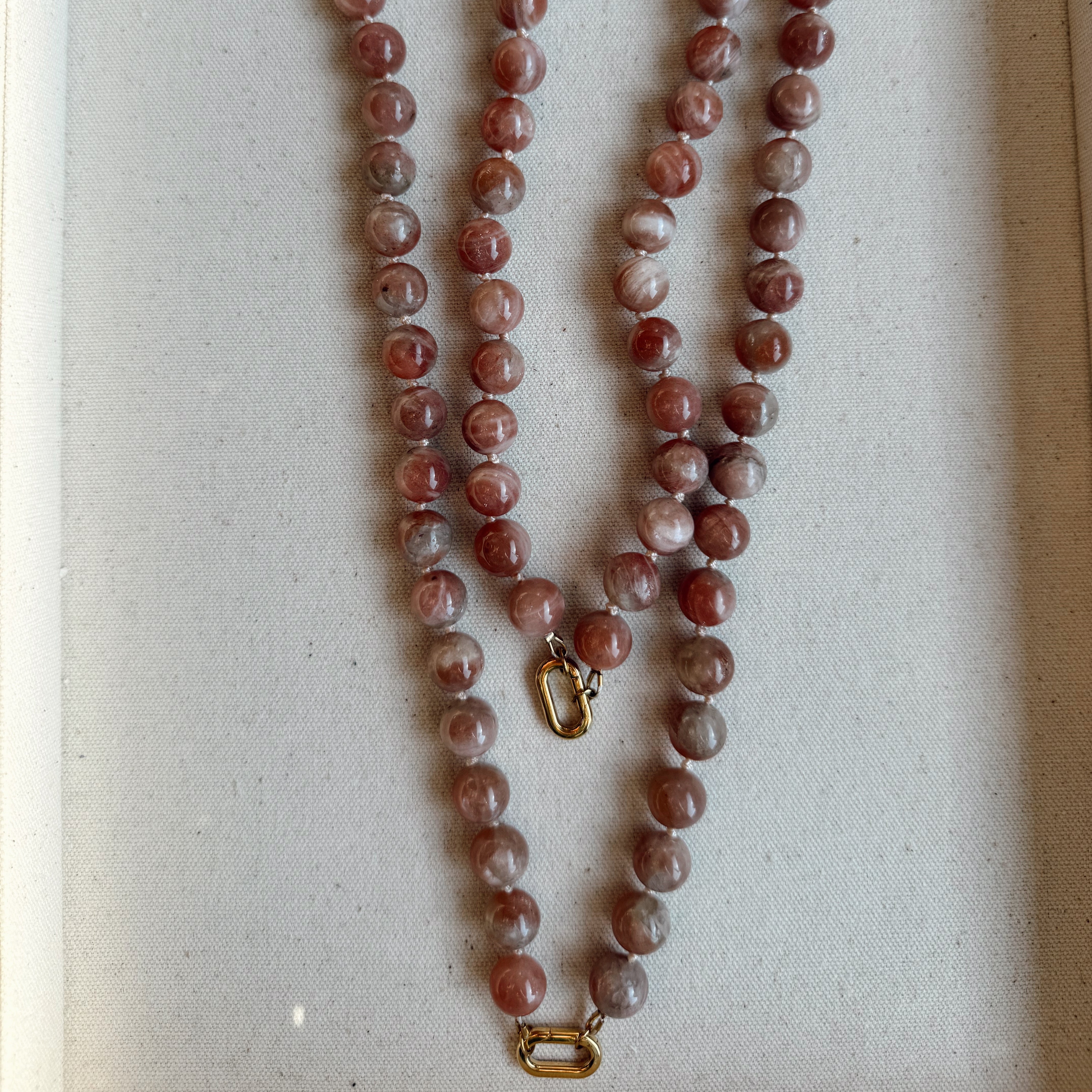 Doris Necklace with Knotted Silk and Stone Beads